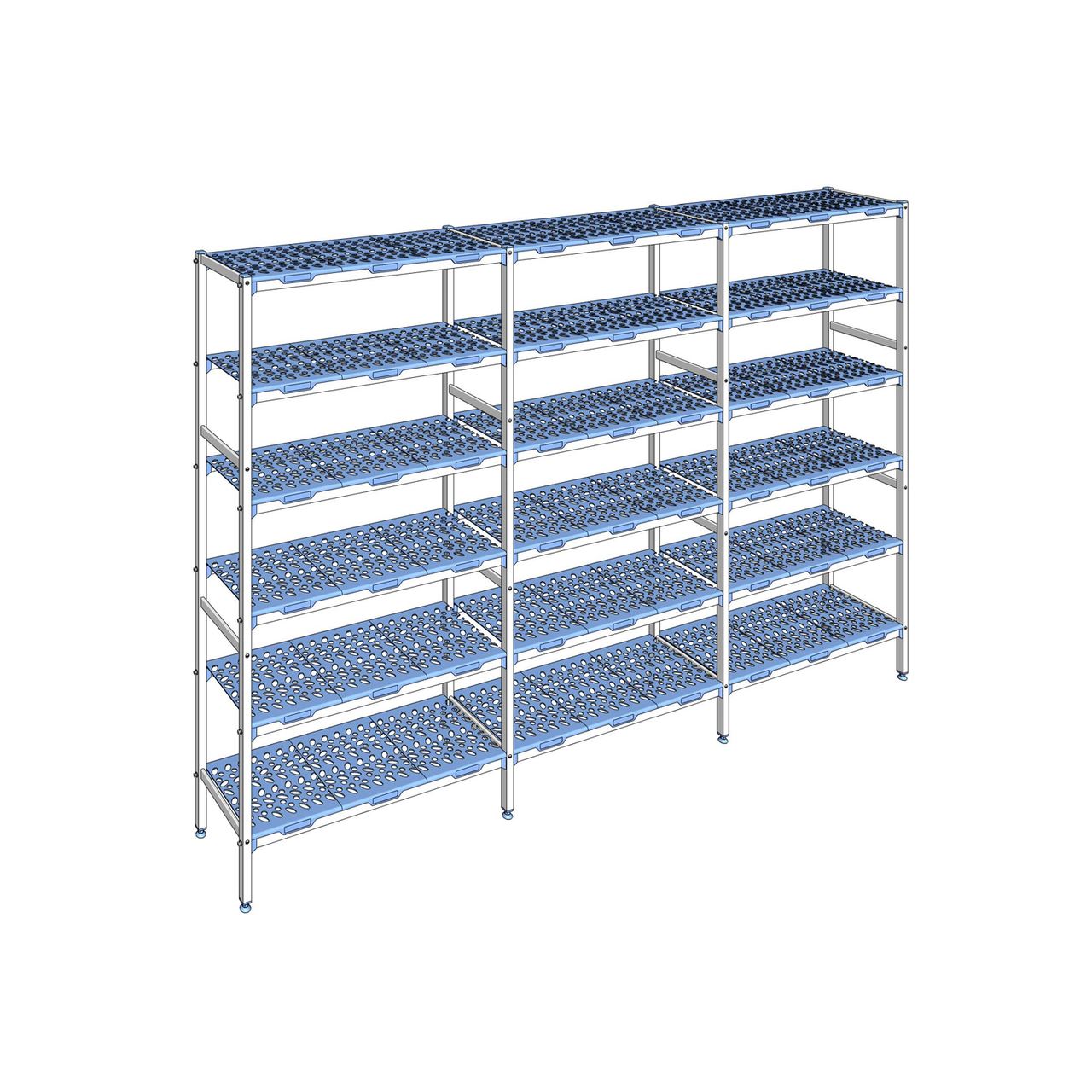 Rayonnage à clayettes amovible 6 niveaux aluminium 205 x 317.2 x 40 cm Tournus - PLL3172