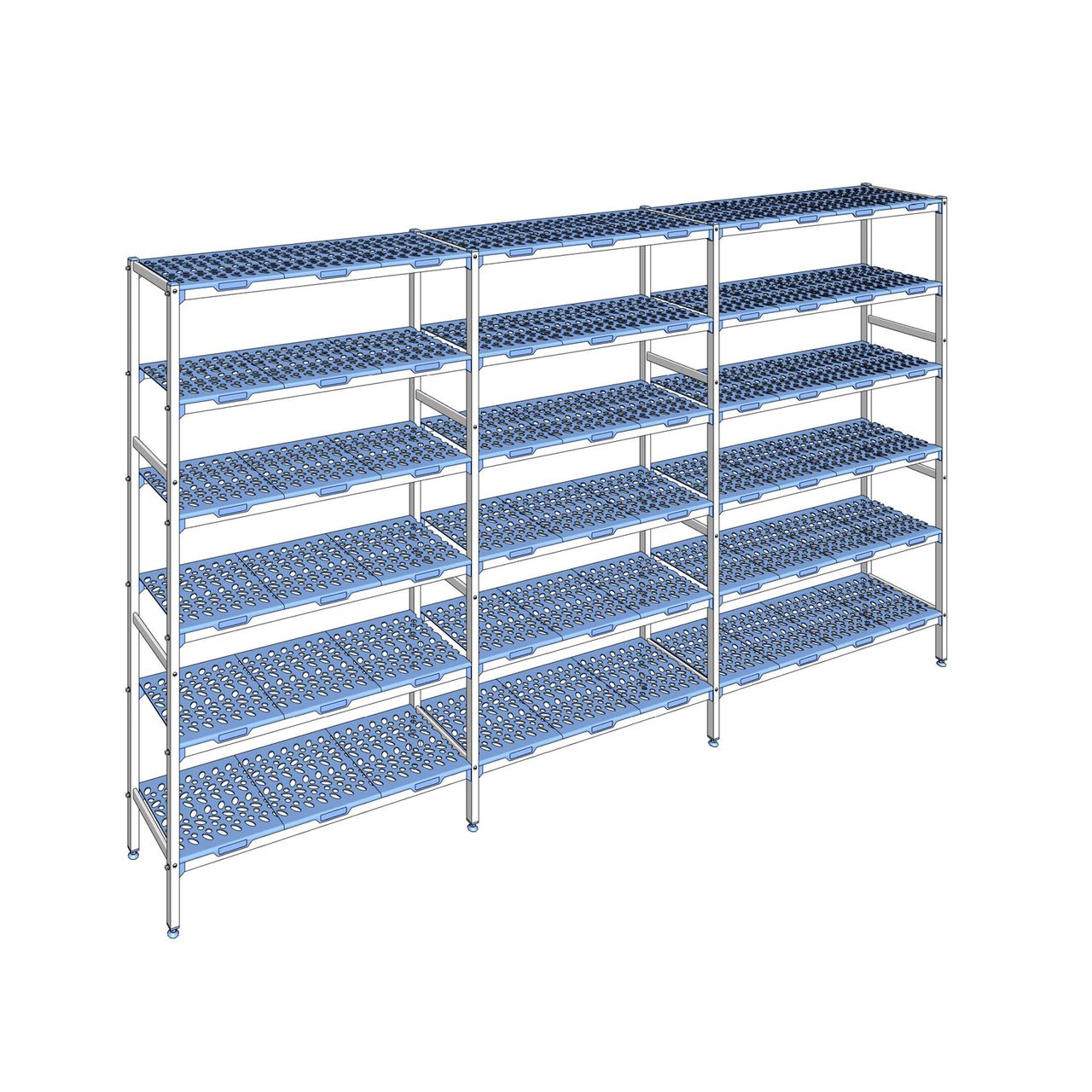 Rayonnage à clayettes amovible 6 niveaux aluminium 205 x 367.4 x 40 cm Tournus - PLL3674