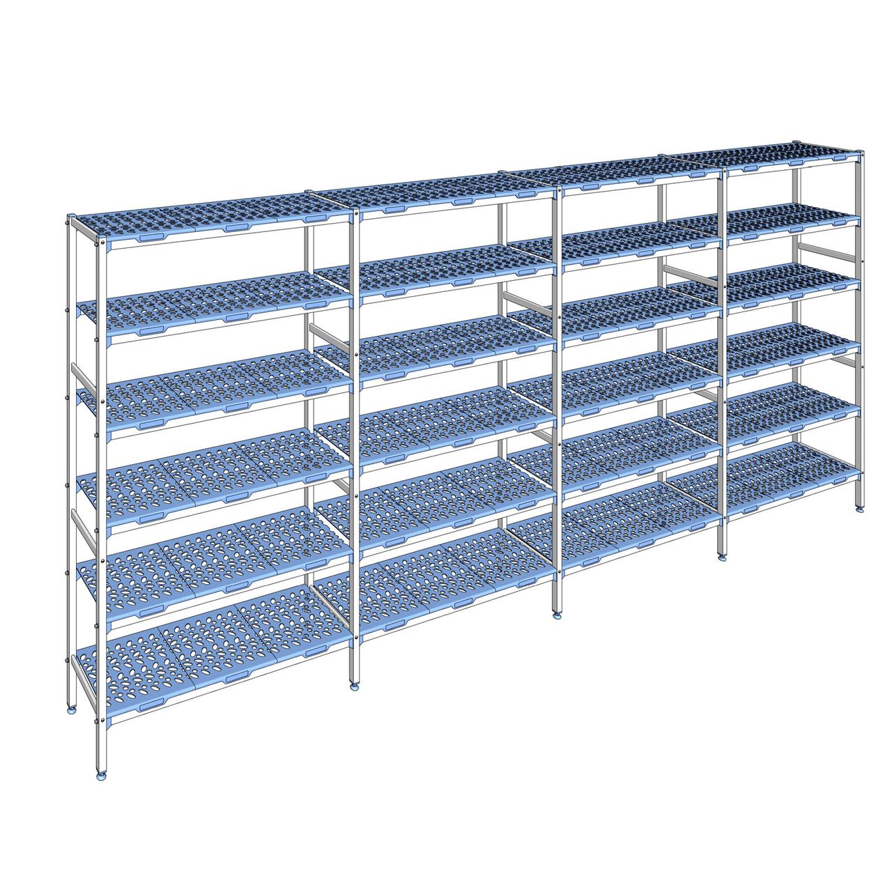 Rayonnage à clayettes amovible 6 niveaux aluminium 205 x 461.2 x 40 cm Tournus - PLL4612