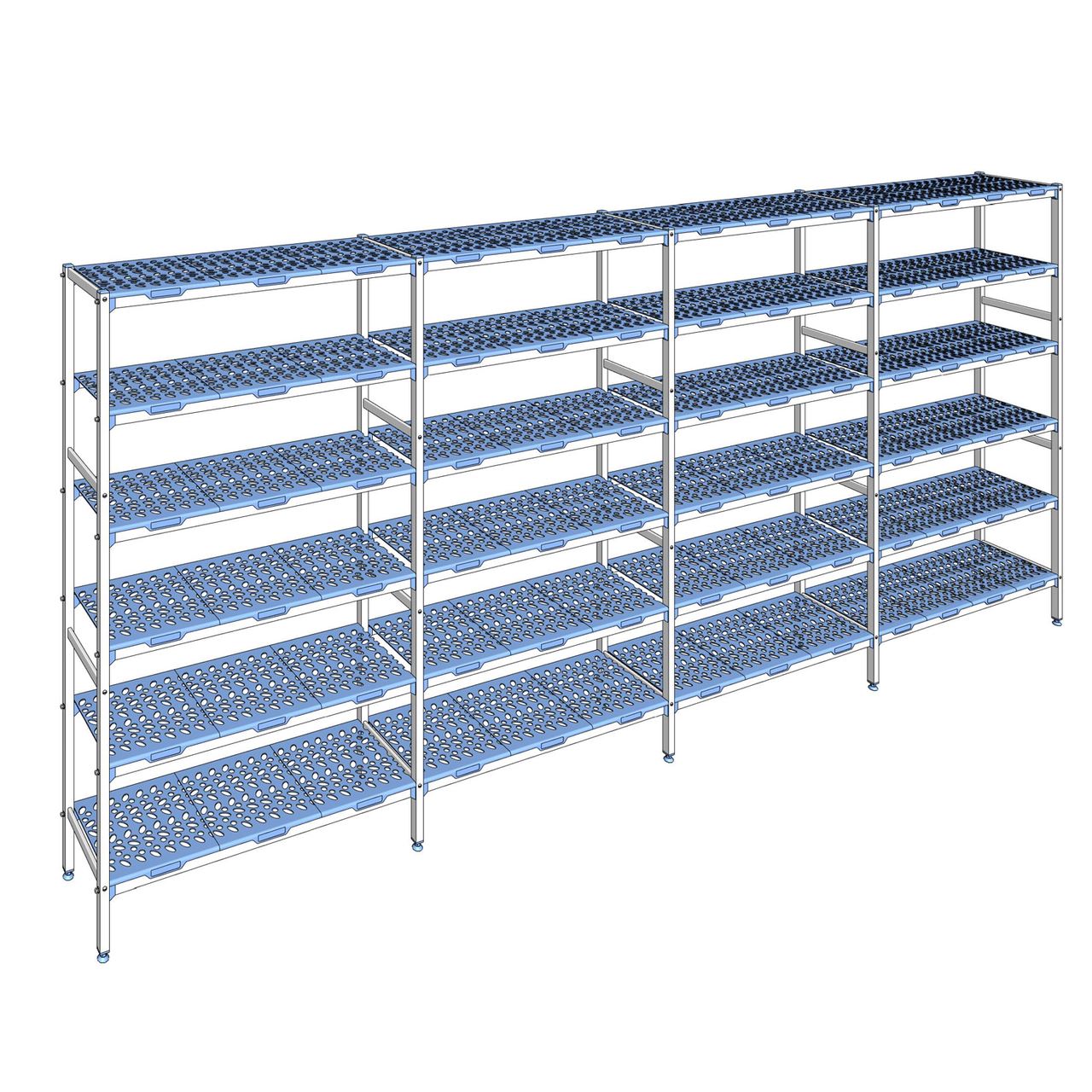 Rayonnage à clayettes amovible 6 niveaux aluminium 205 x 471.2 x 40 cm Tournus - PLL4712