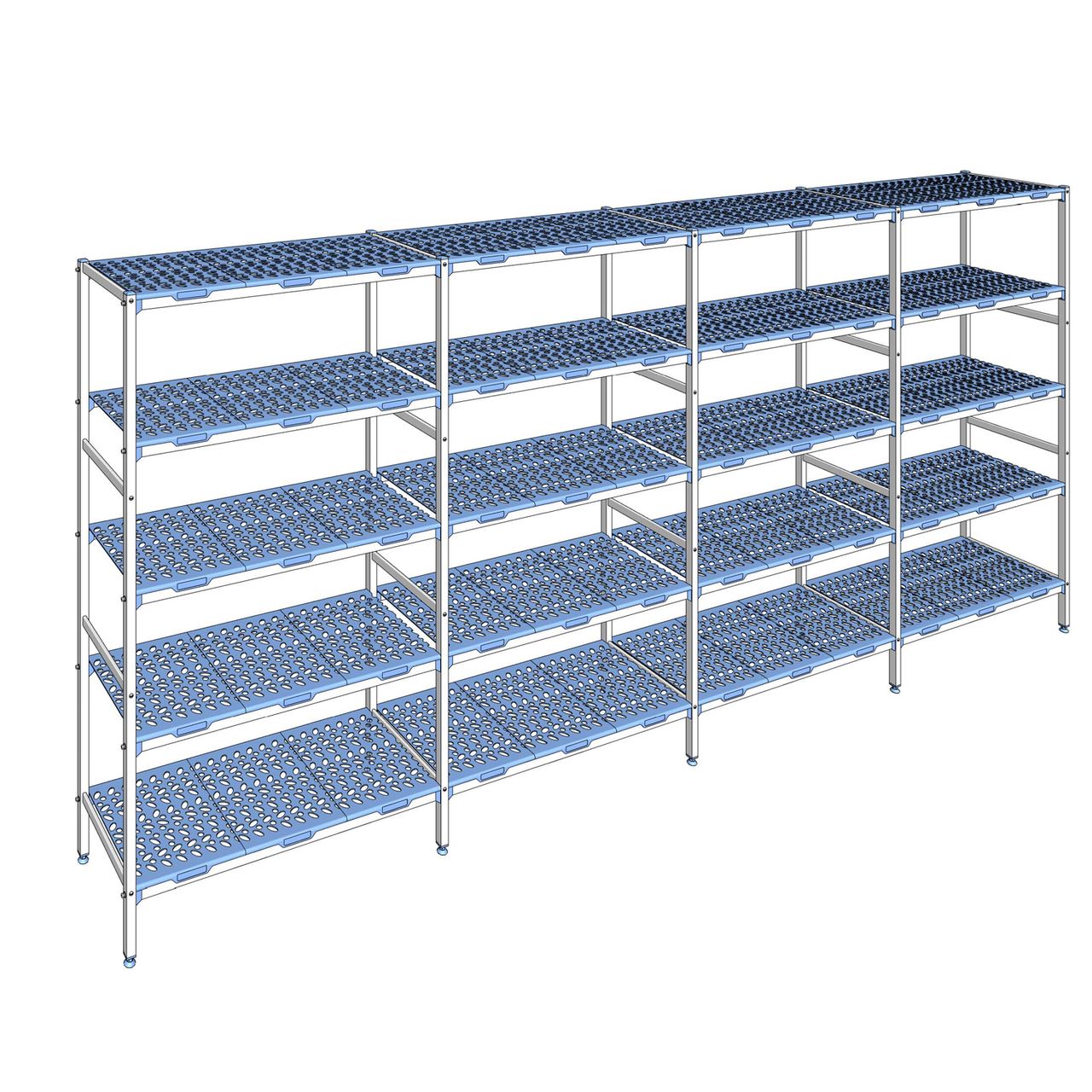 Rayonnage à clayettes amovible 5 niveaux aluminium 205 x 461.2 x 50 cm Tournus - PLN4612