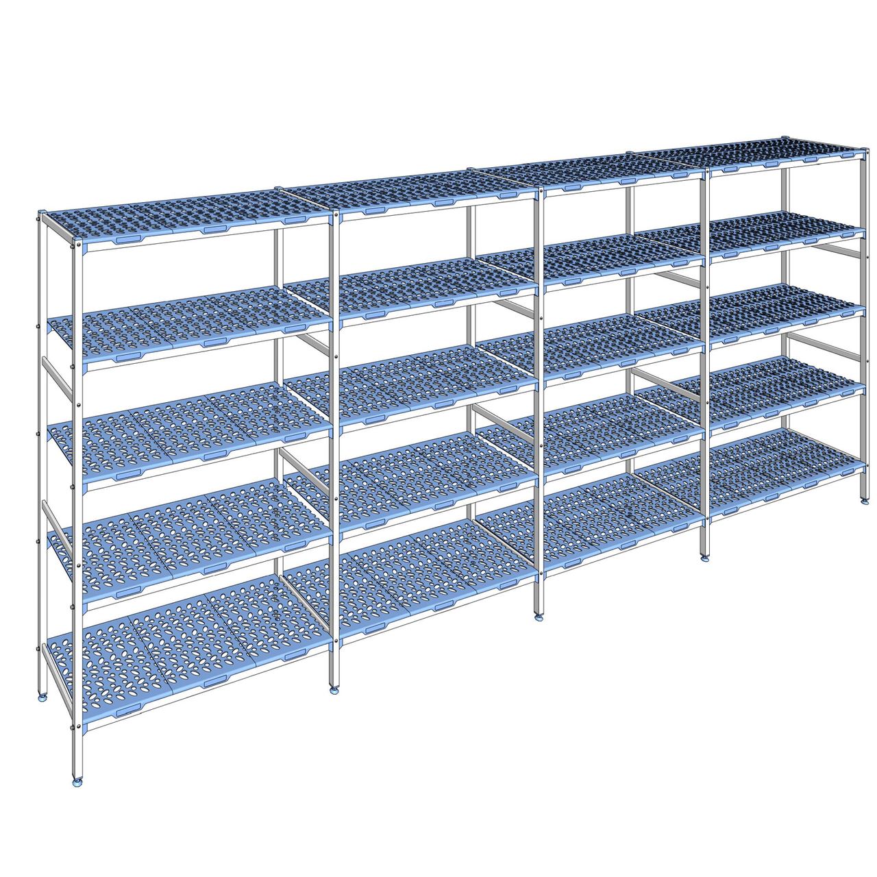 Rayonnage à clayettes amovible 5 niveaux aluminium 205 x 481.4 x 50 cm Tournus - PLN4814