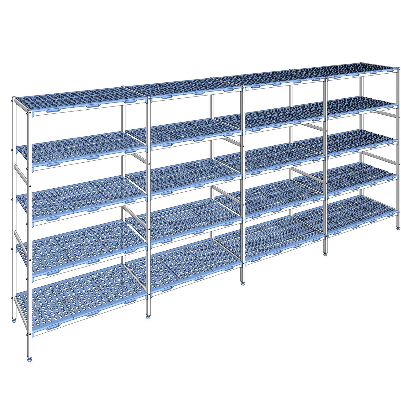 Rayonnage à clayettes amovible 5 niveaux aluminium 205 x 491.4 x 50 cm Tournus - PLN4914