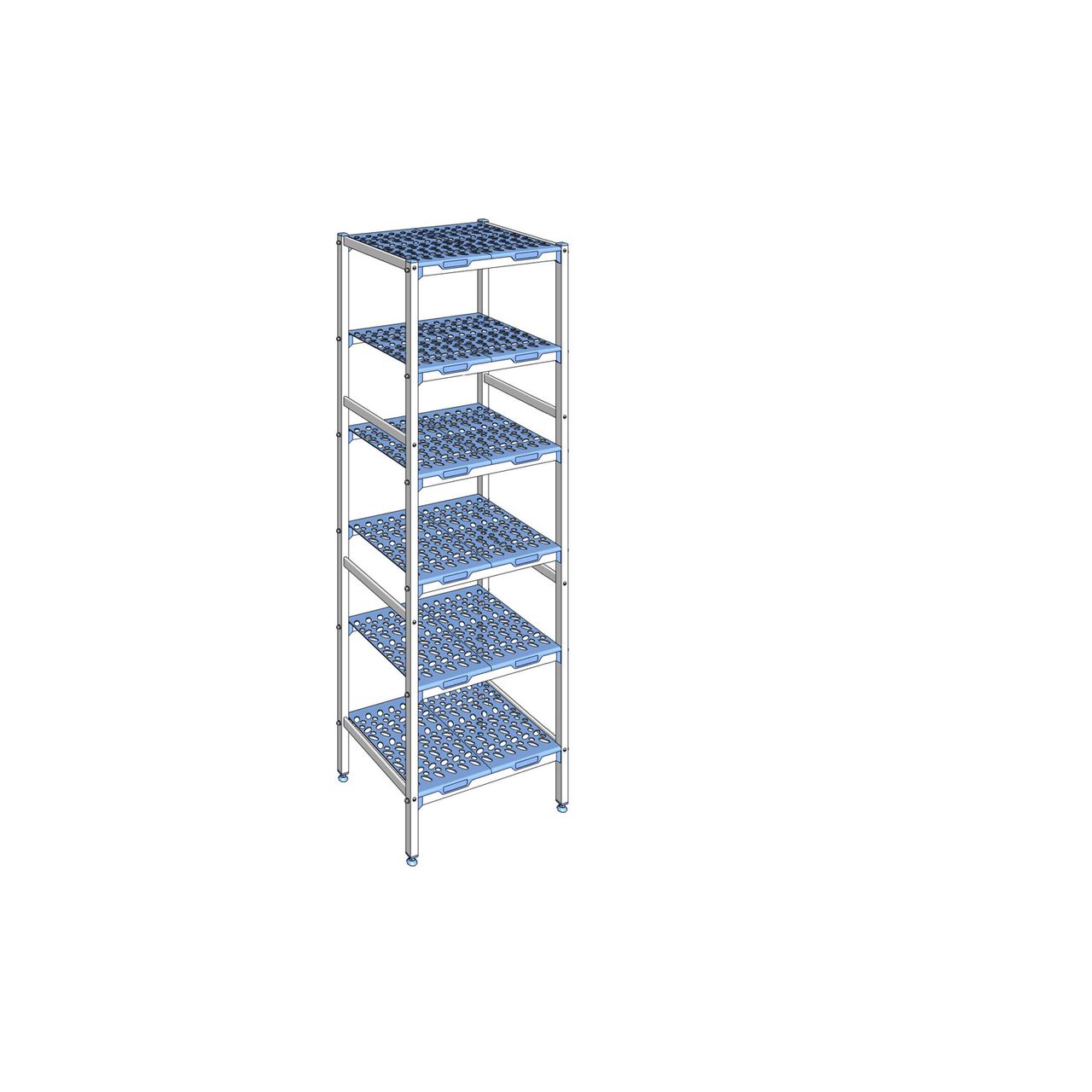 Rayonnage à clayettes amovible 6 niveaux aluminium 205 x 69 x 50 cm Tournus - PLO0690