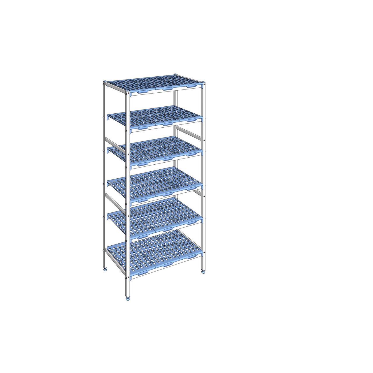 Rayonnage à clayettes amovible 6 niveaux aluminium 205 x 99.2 x 50 cm Tournus - PLO0992