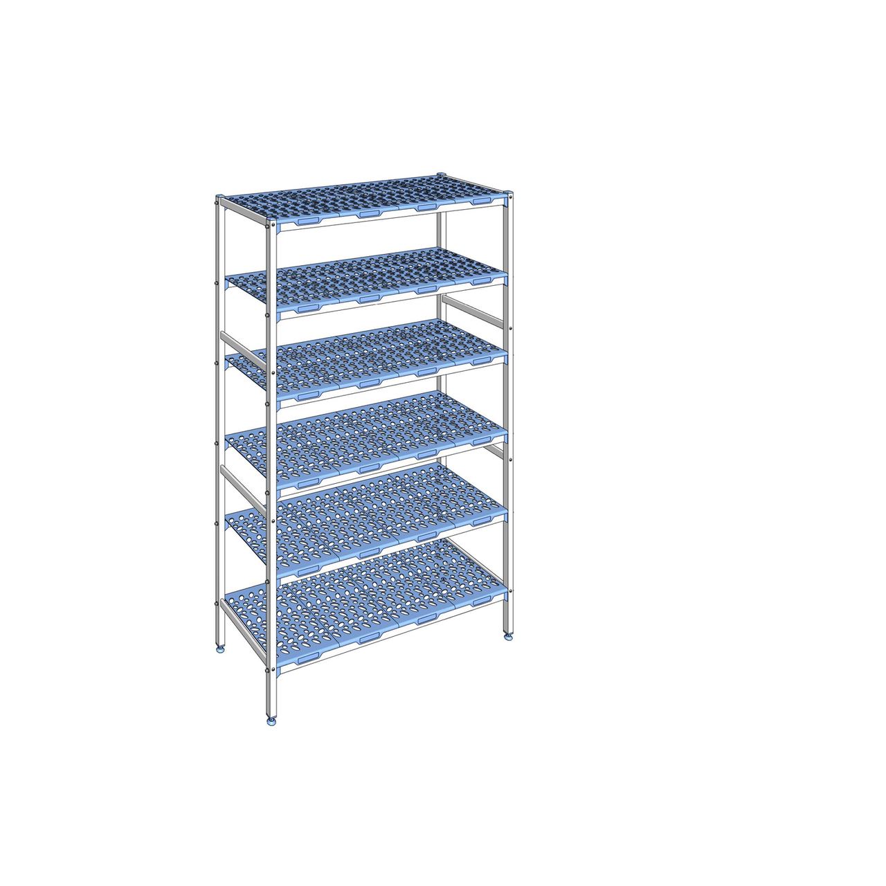 Rayonnage à clayettes amovible 6 niveaux aluminium 205 x 129.2 x 50 cm Tournus - PLO1292