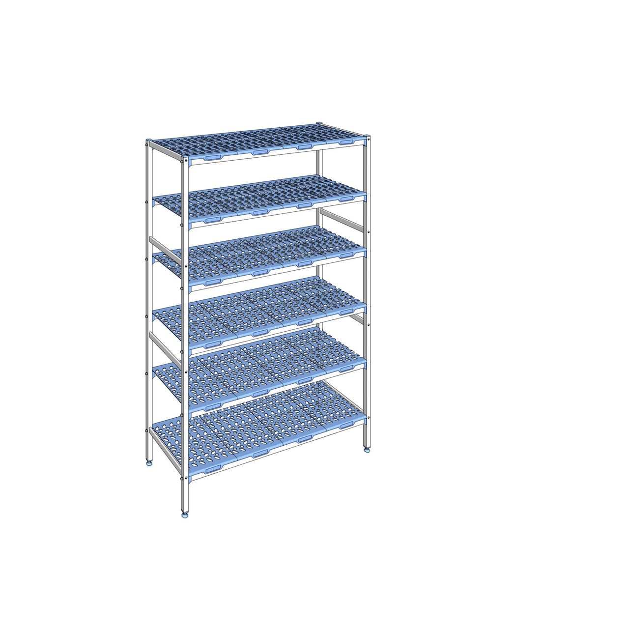 Rayonnage à clayettes amovible 6 niveaux aluminium 205 x 139.4 x 50 cm Tournus - PLO1394