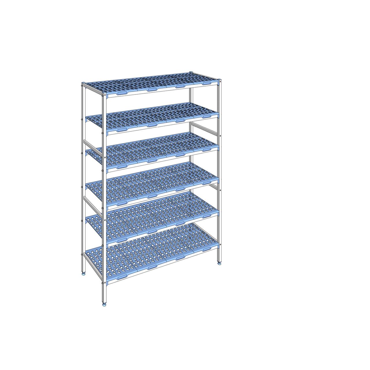 Rayonnage à clayettes amovible 6 niveaux aluminium 205 x 149.4 x 50 cm Tournus - PLO1494