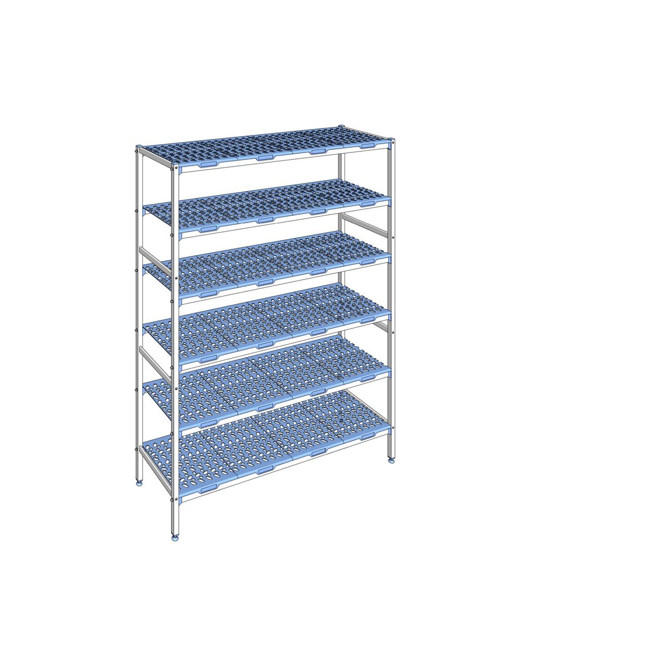 Rayonnage à clayettes amovible 6 niveaux aluminium 205 x 159.4 x 50 cm Tournus - PLO1594