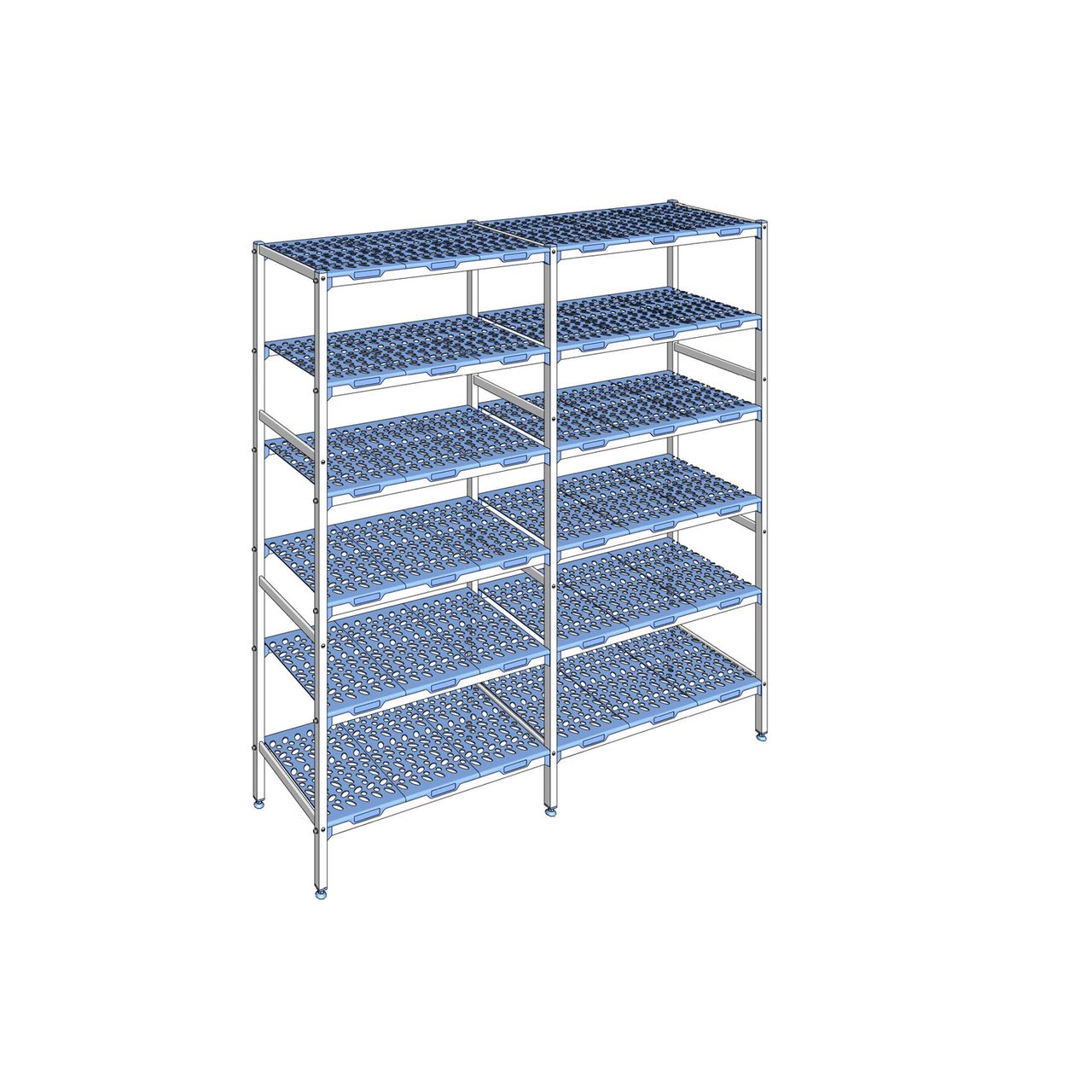 Rayonnage à clayettes amovible 6 niveaux aluminium 205 x 203.2 x 50 cm Tournus - PLO2032