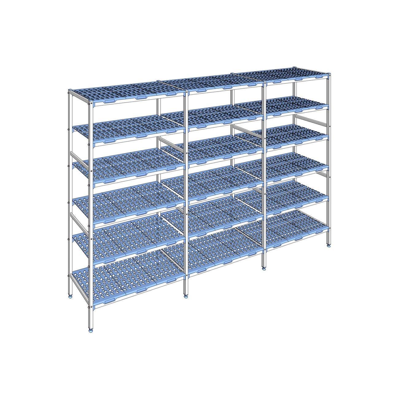 Rayonnage à clayettes amovible 6 niveaux aluminium 205 x 317.2 x 50 cm Tournus - PLO3172