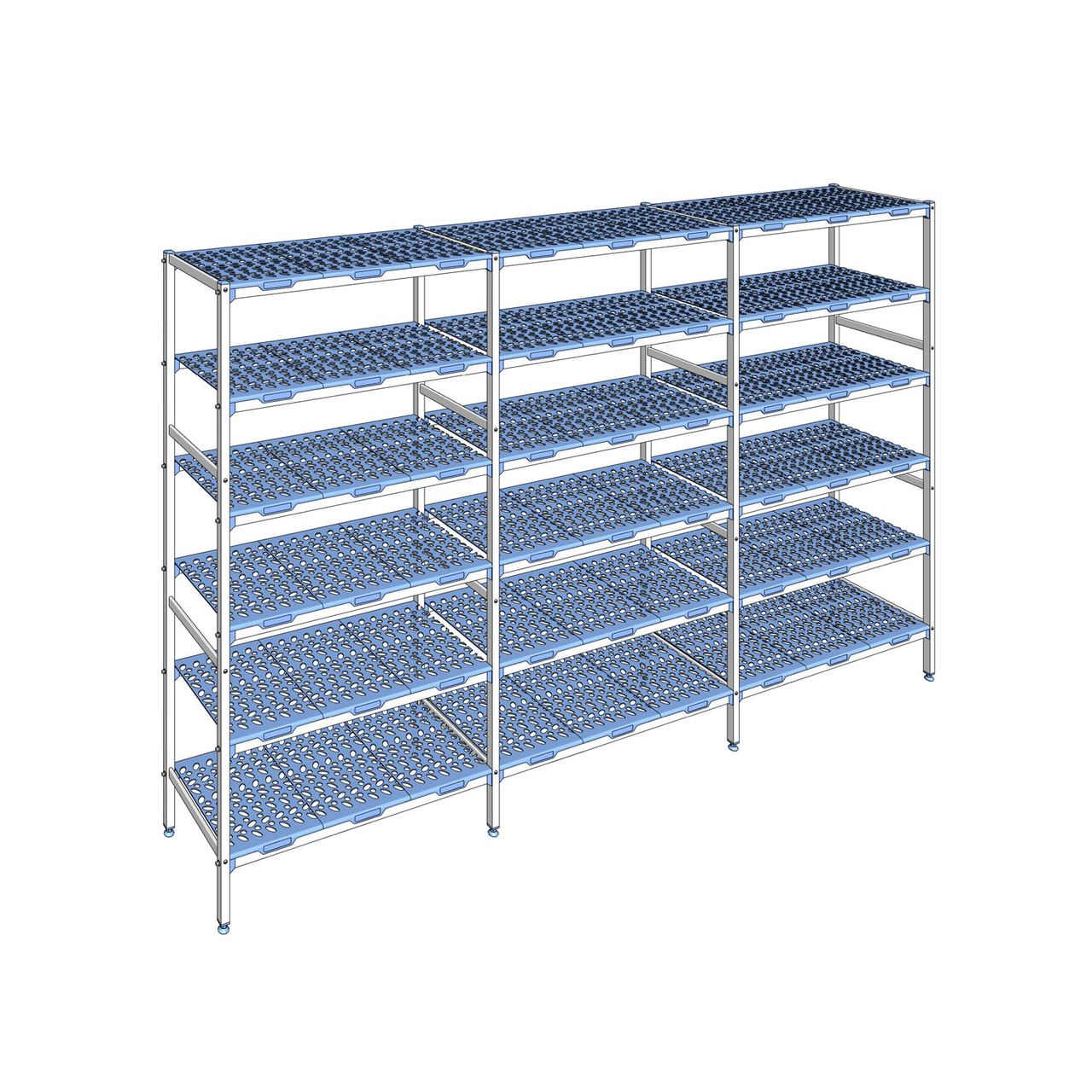 Rayonnage à clayettes amovible 6 niveaux aluminium 205 x 337.2 x 50 cm Tournus - PLO3372