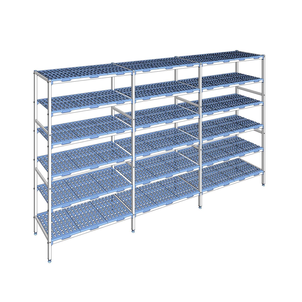 Rayonnage à clayettes amovible 6 niveaux aluminium 205 x 367.4 x 50 cm Tournus - PLO3674