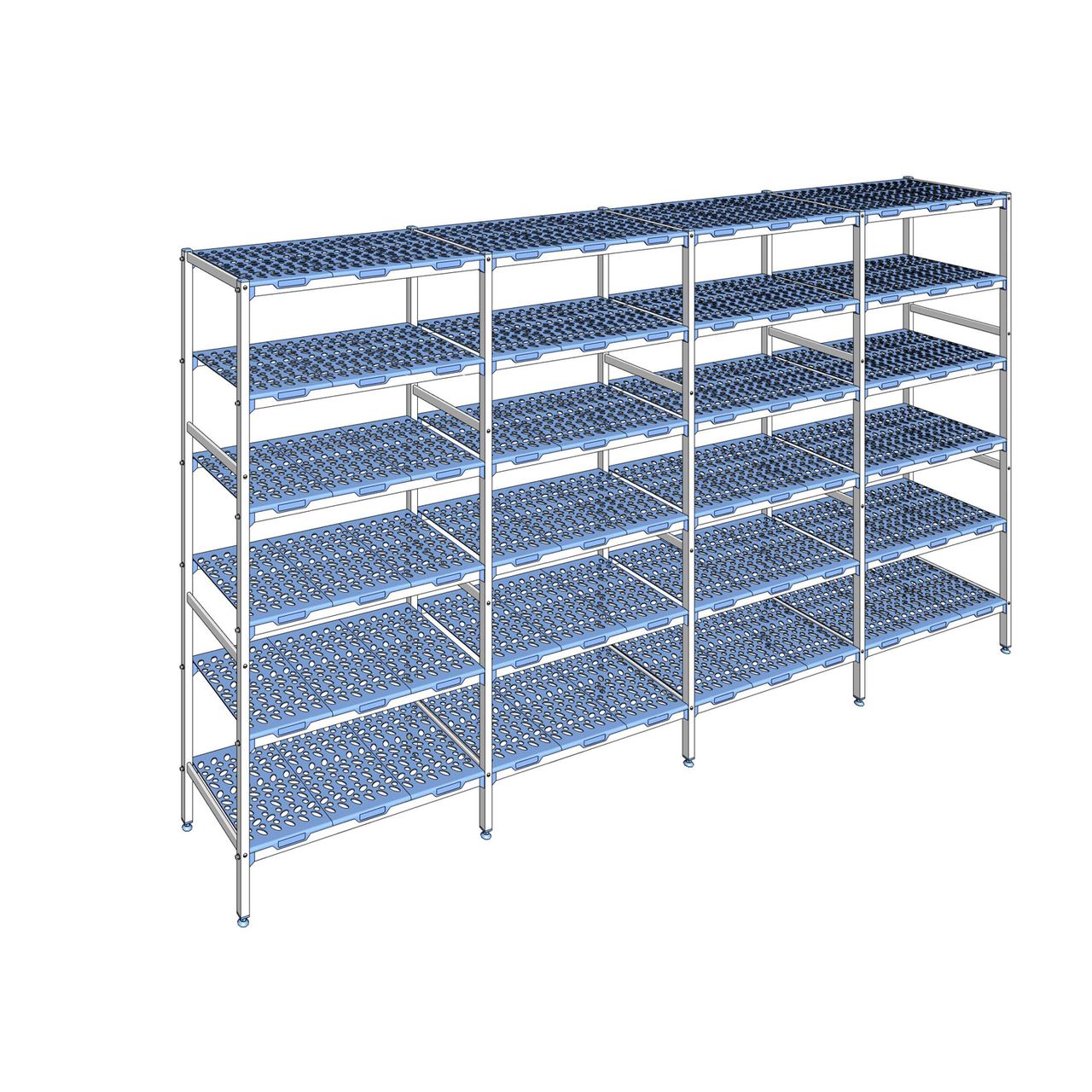 Rayonnage à clayettes amovible 6 niveaux aluminium 205 x 381.2 x 50 cm Tournus - PLO3812