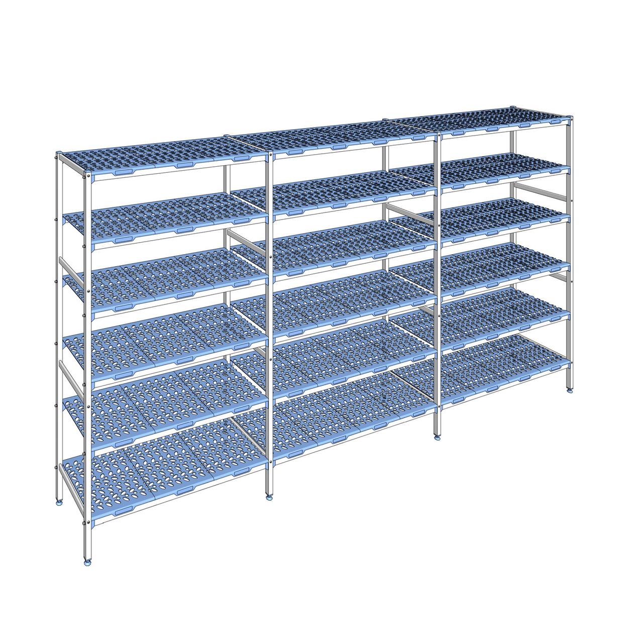 Rayonnage à clayettes amovible 6 niveaux aluminium 205 x 387.6 x 50 cm Tournus - PLO3876