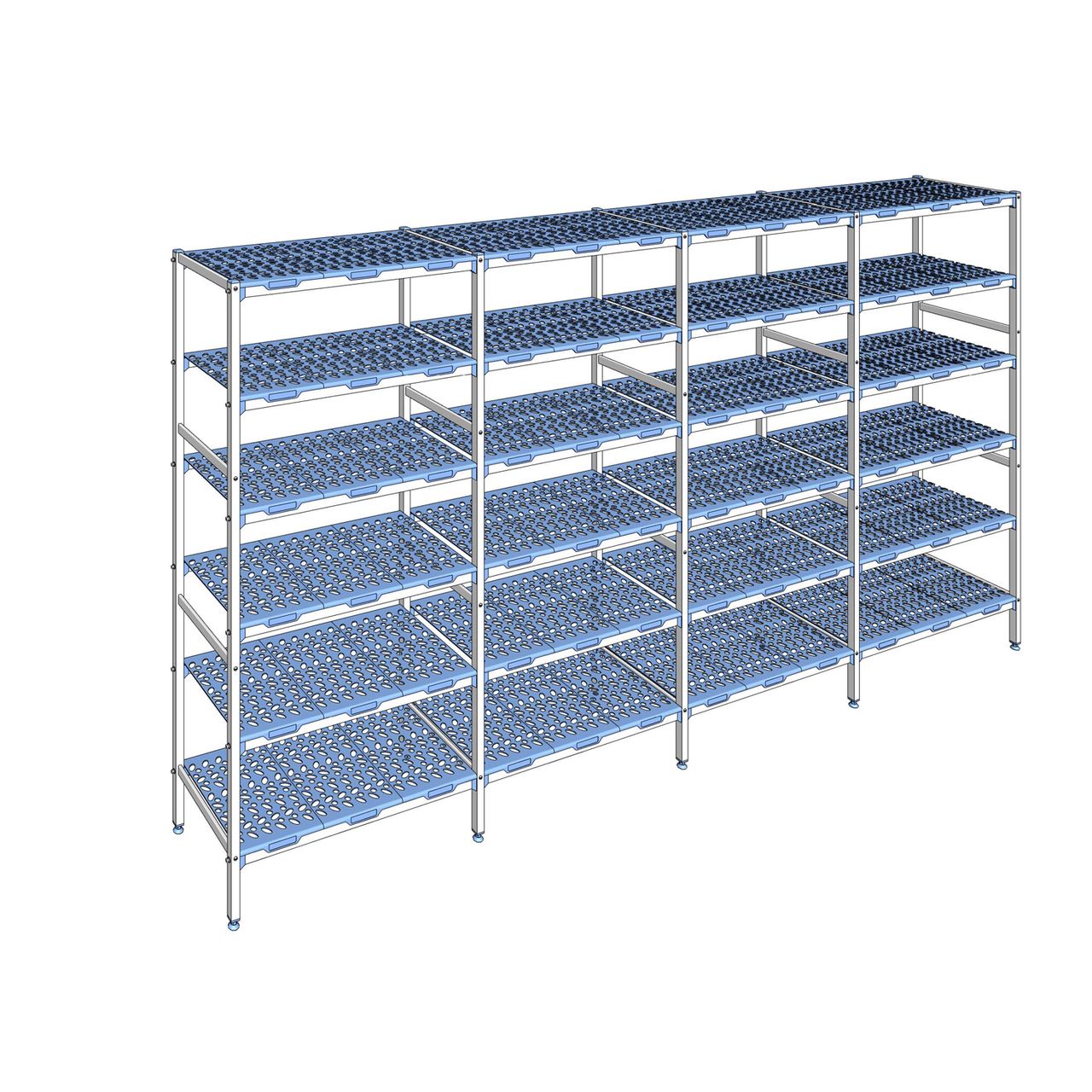 Rayonnage à clayettes amovible 6 niveaux aluminium 205 x 391.2 x 50 cm Tournus - PLO3912