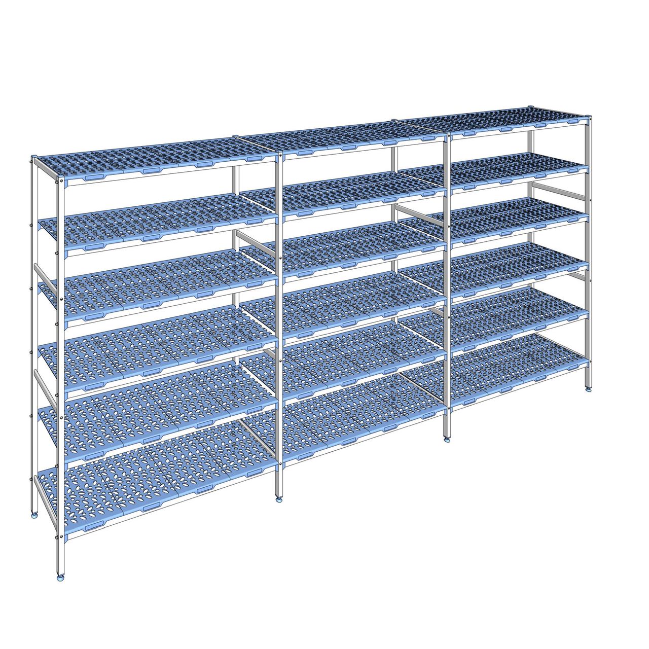 Rayonnage à clayettes amovible 6 niveaux aluminium 205 x 417.8 x 50 cm Tournus - PLO4178