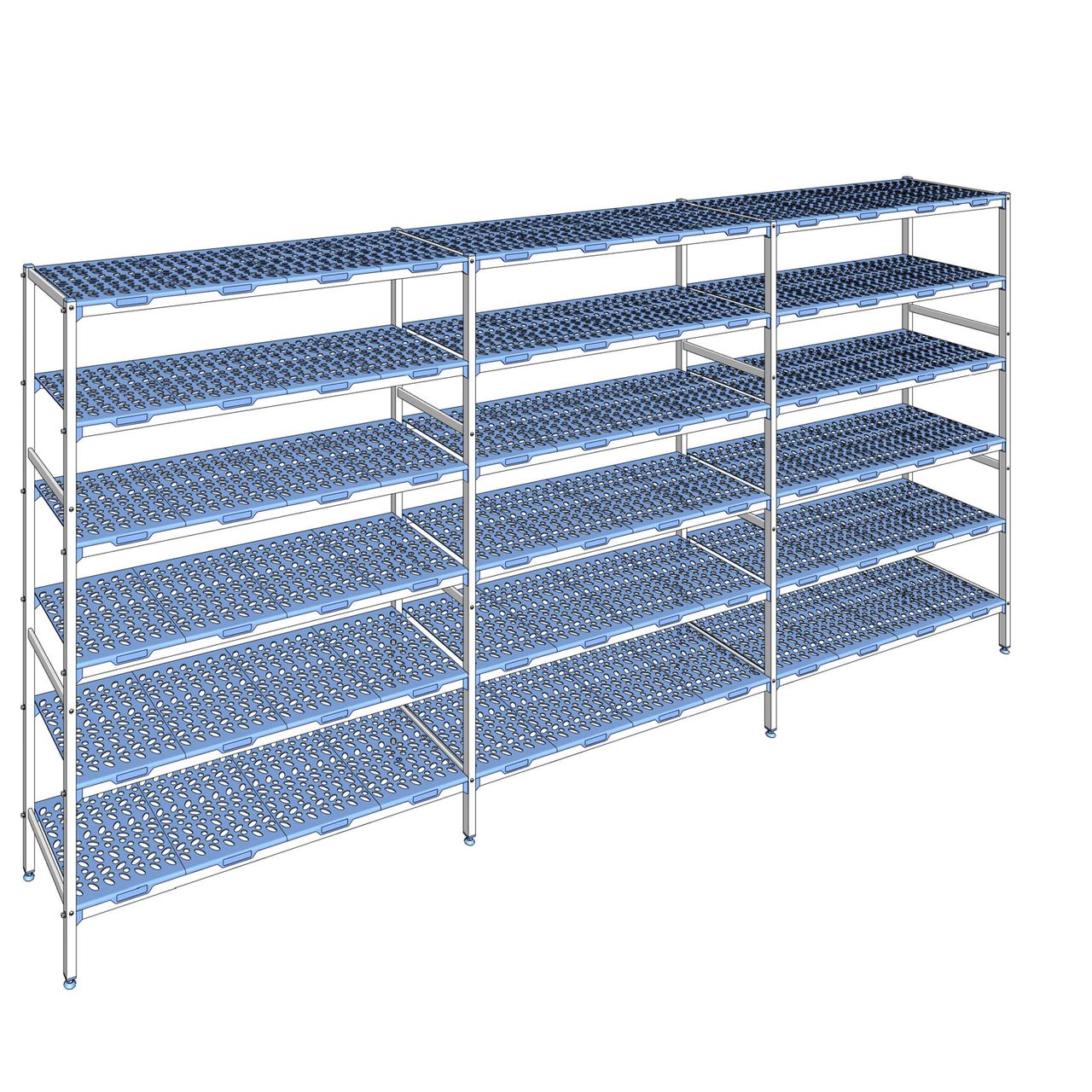 Rayonnage à clayettes amovible 6 niveaux aluminium 205 x 437.8 x 50 cm Tournus - PLO4378