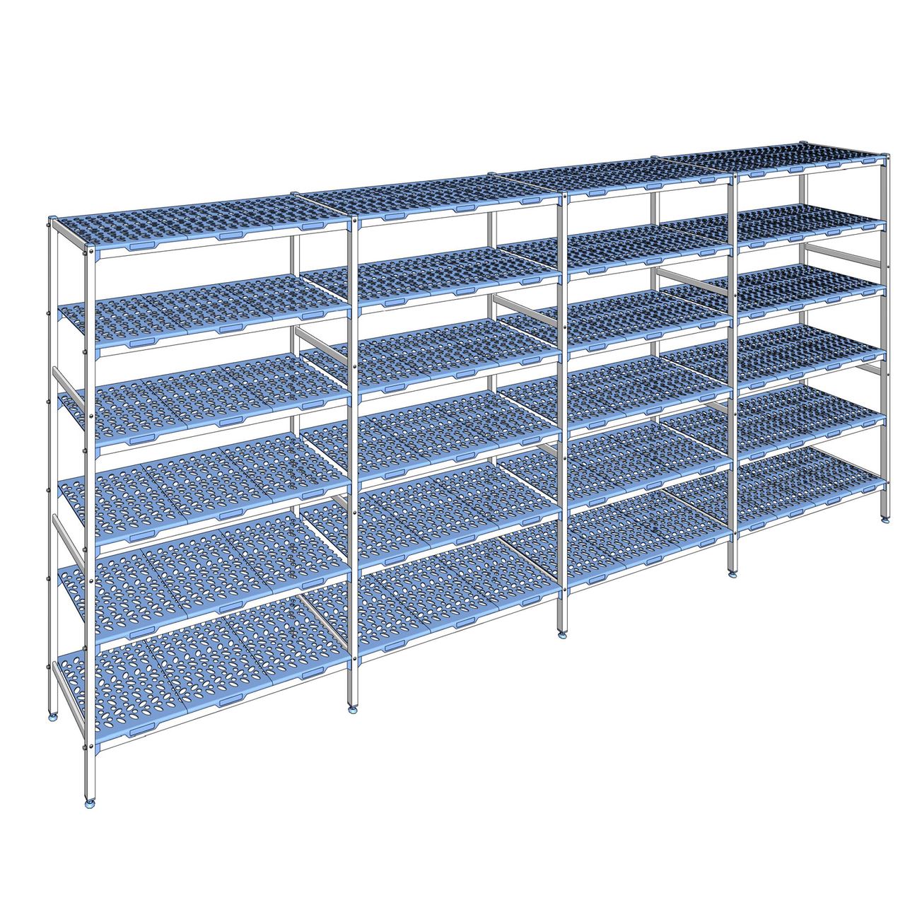 Rayonnage à clayettes amovible 6 niveaux aluminium 205 x 471.2 x 50 cm Tournus - PLO4712