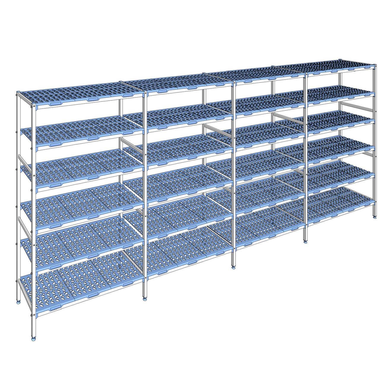 Rayonnage à clayettes amovible 6 niveaux aluminium 205 x 481.4 x 50 cm Tournus - PLO4814