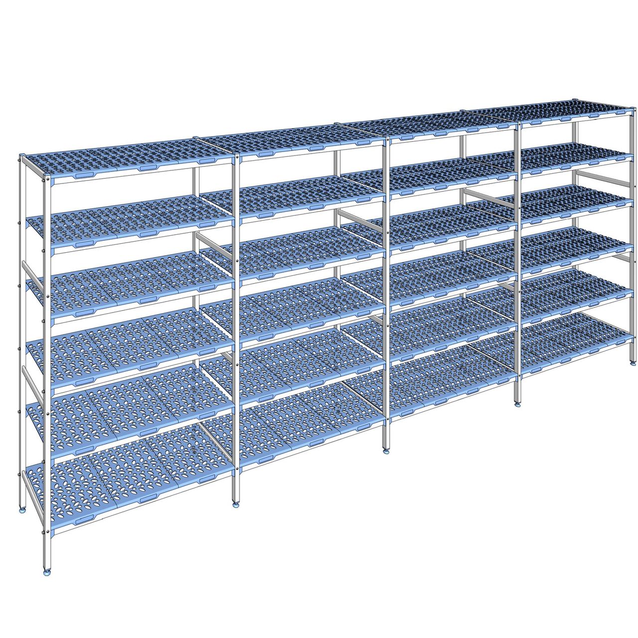 Rayonnage à clayettes amovible 6 niveaux aluminium 205 x 491.4 x 50 cm Tournus - PLO4914