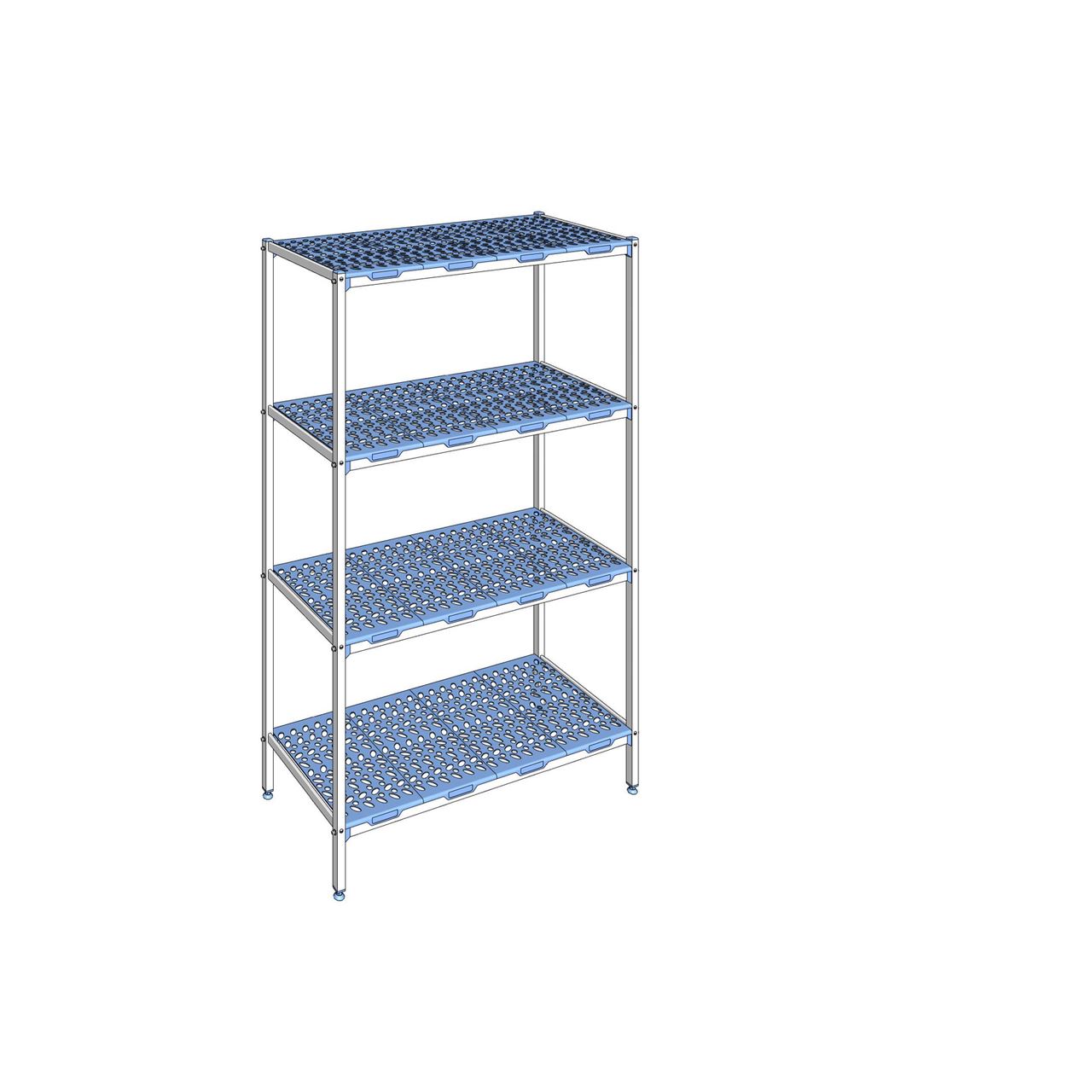 Rayonnage à clayettes amovible 4 niveaux aluminium 205 x 129.2 x 56 cm Tournus - PLP1292