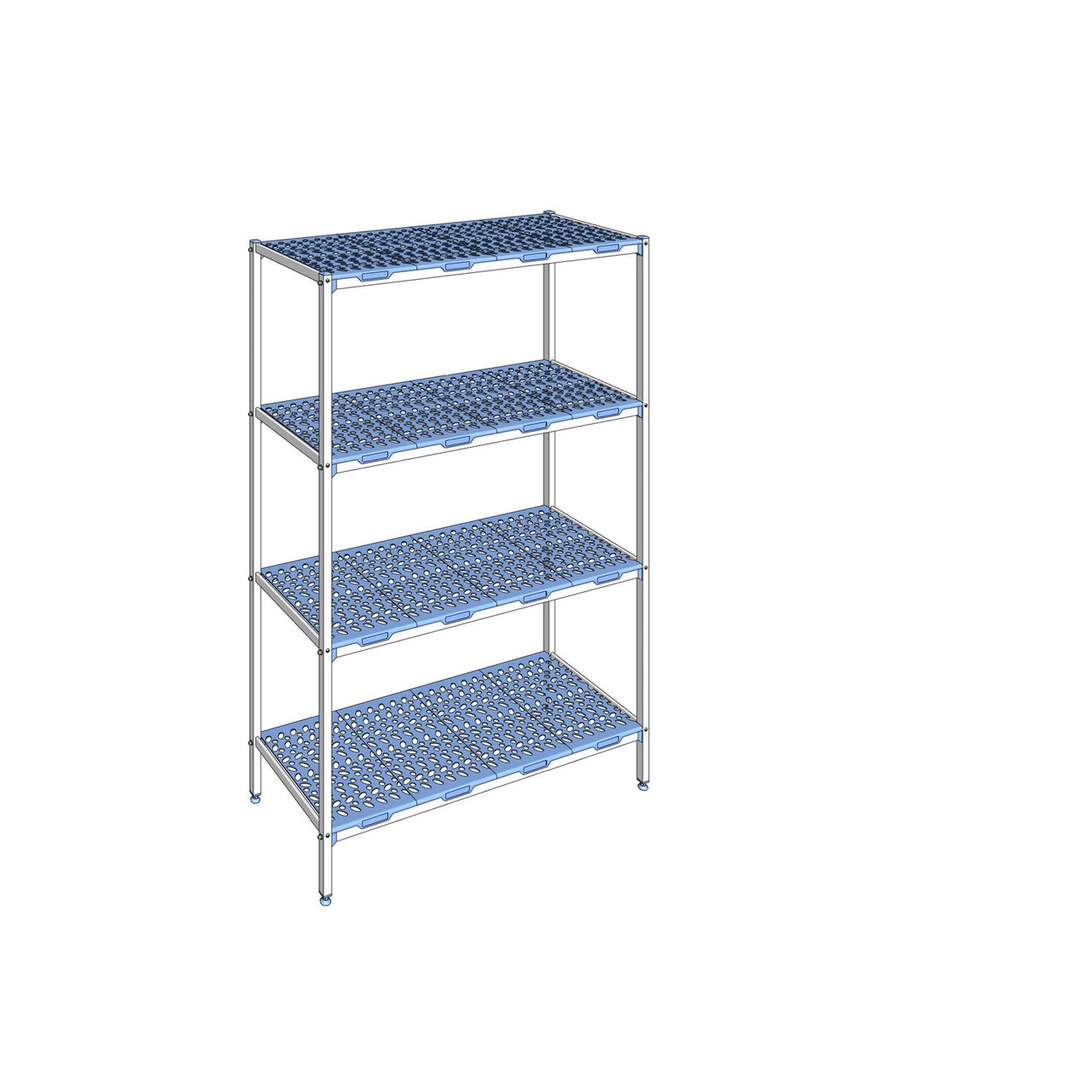 Rayonnage à clayettes amovible 4 niveaux aluminium 205 x 139.4 x 56 cm Tournus - PLP1394