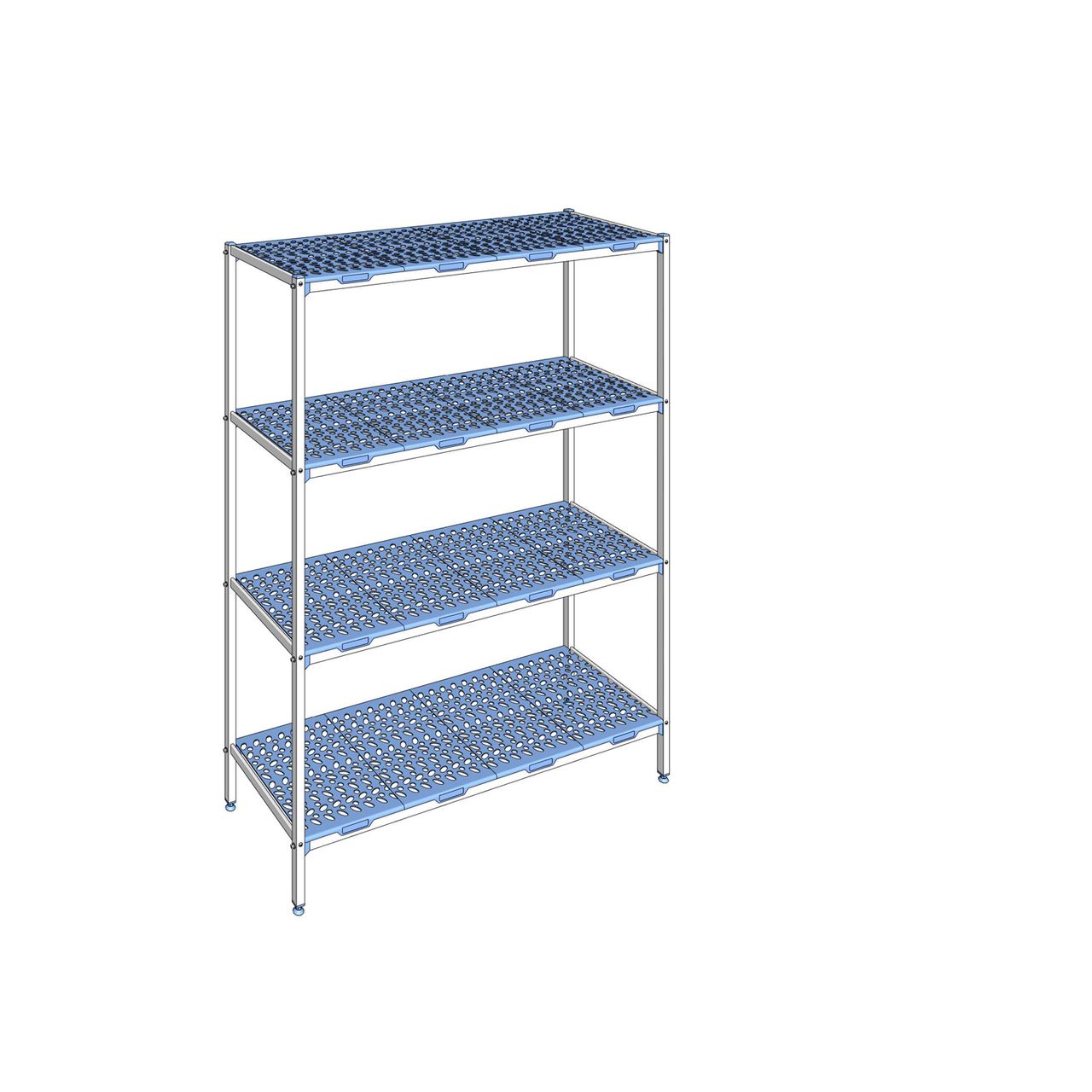 Rayonnage à clayettes amovible 4 niveaux aluminium 205 x 159.4 x 56 cm Tournus - PLP1594