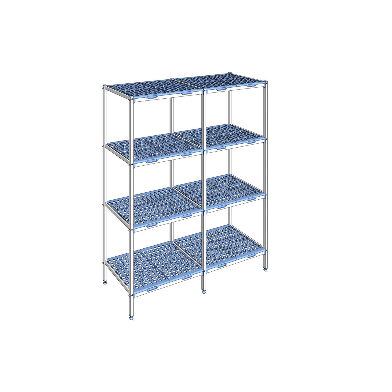 Rayonnage à clayettes amovible 4 niveaux aluminium 205 x 172.8 x 56 cm Tournus - PLP1728