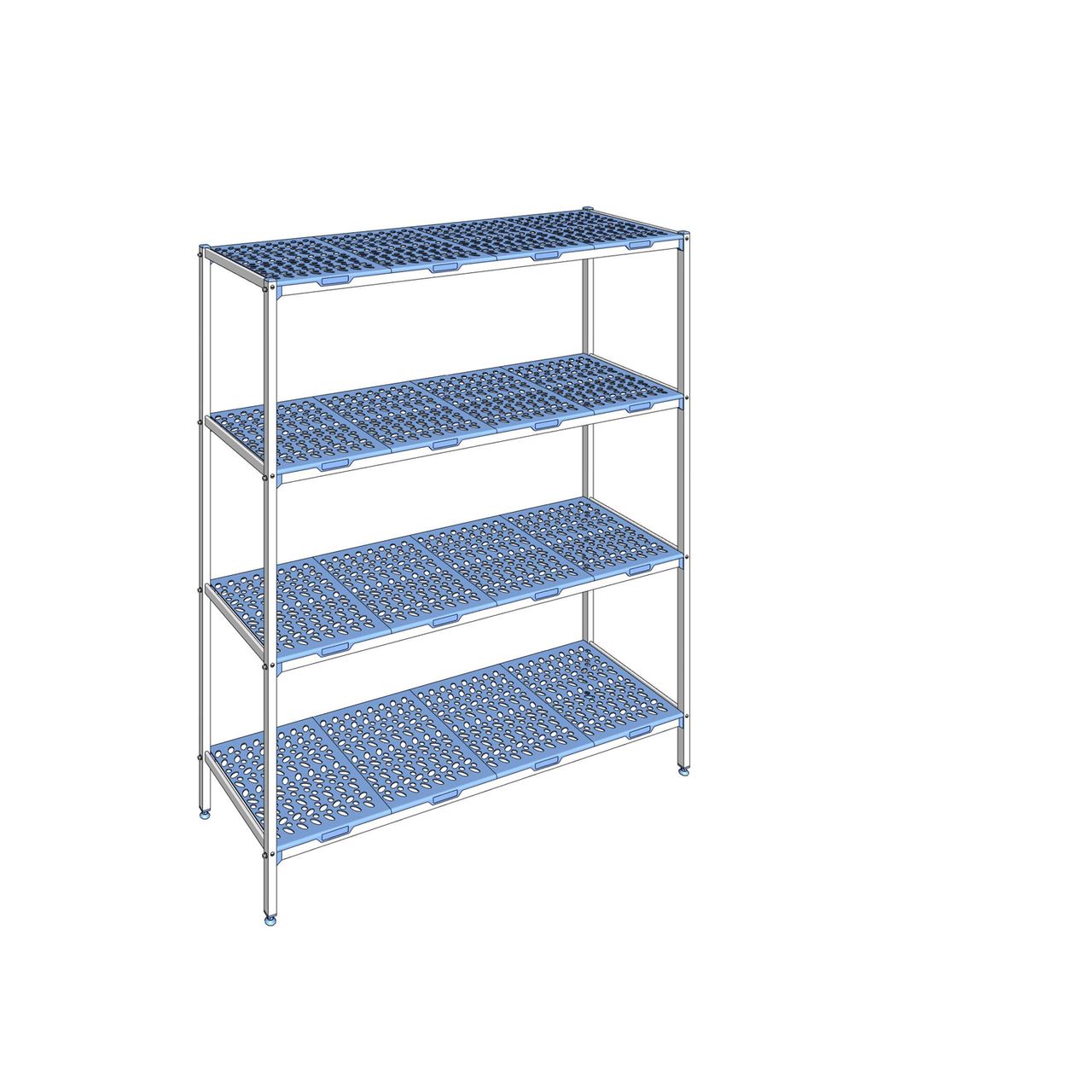 Rayonnage à clayettes amovible 4 niveaux aluminium 205 x 179.6 x 56 cm Tournus - PLP1796