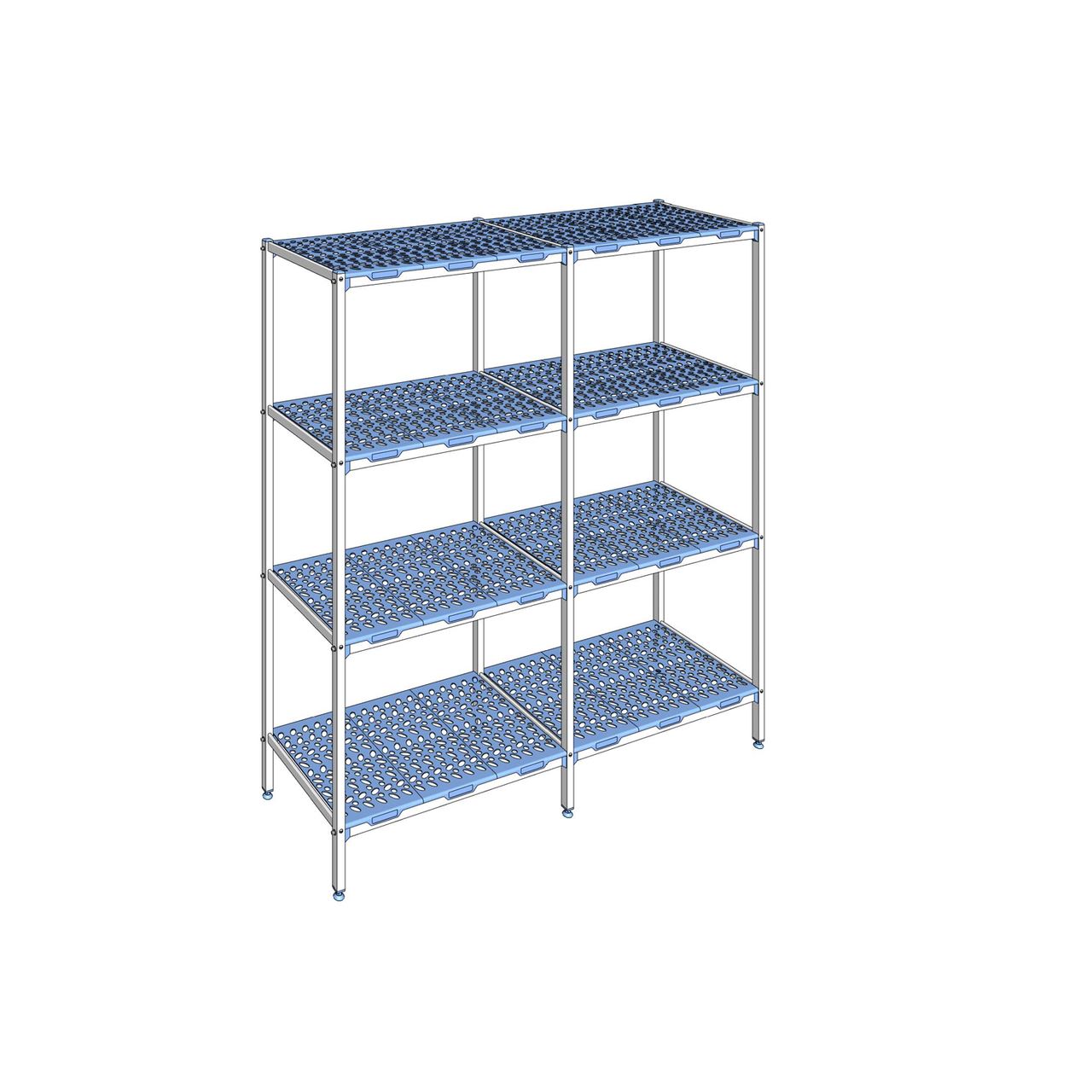 Rayonnage à clayettes amovible 4 niveaux aluminium 205 x 193.2 x 56 cm Tournus - PLP1932