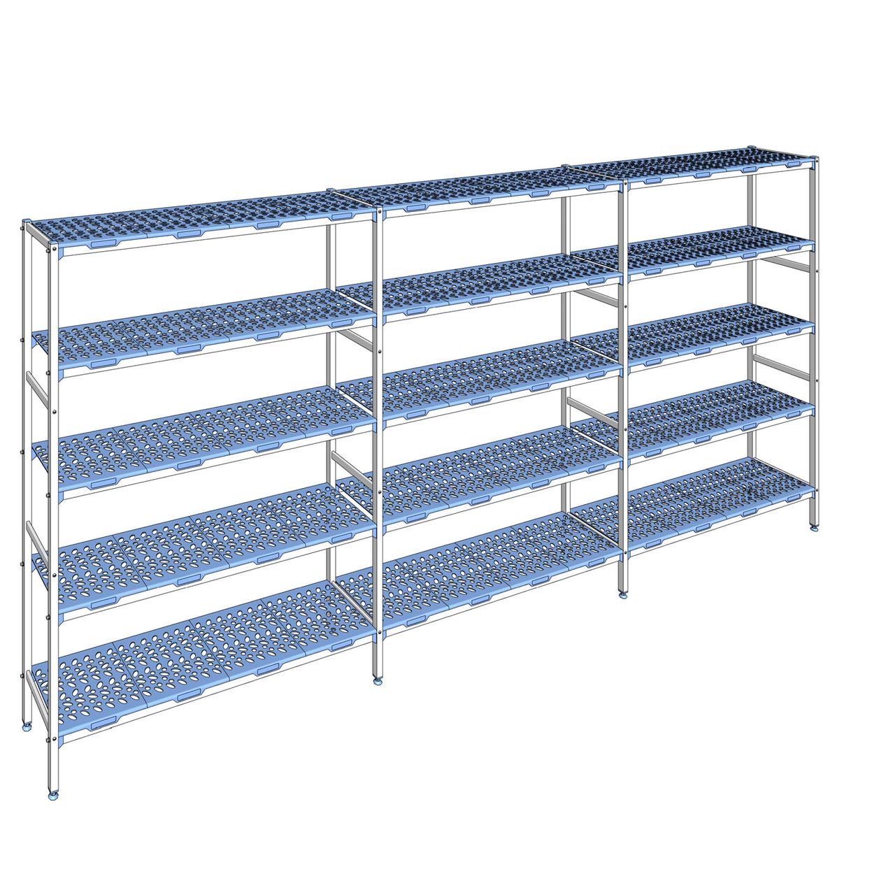 Rayonnage à clayettes amovible 5 niveaux aluminium 205 x 437.8 x 40 cm Tournus - PLK4378