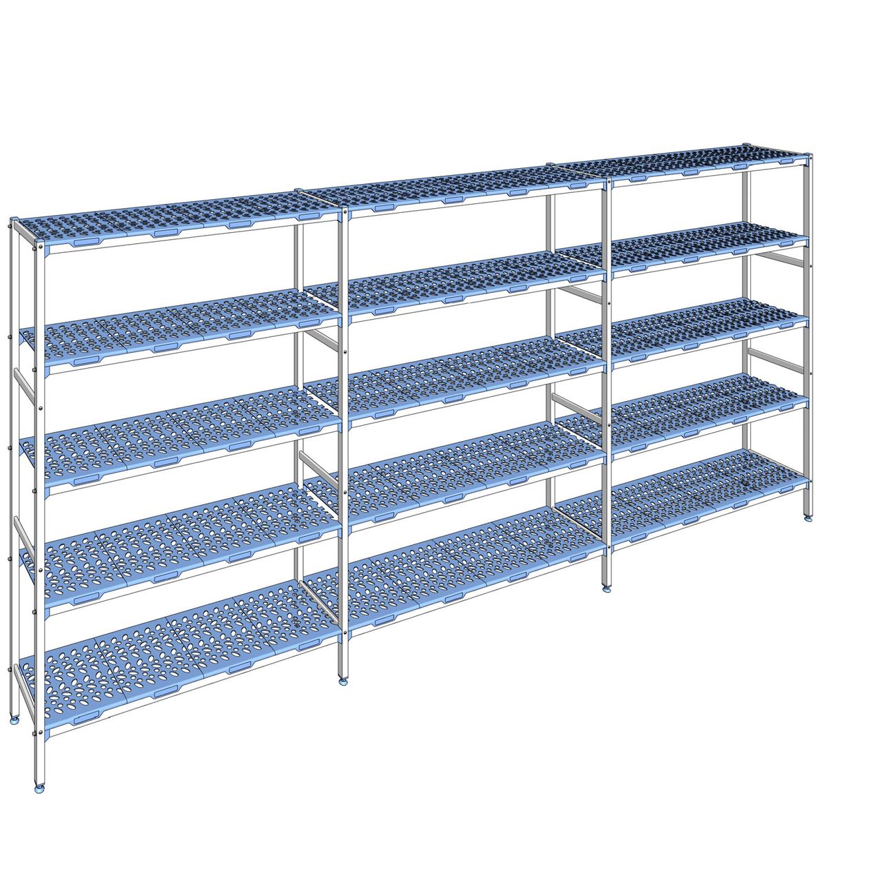 Rayonnage à clayettes amovible 5 niveaux aluminium 205 x 447.8 x 40 cm Tournus - PLK4478