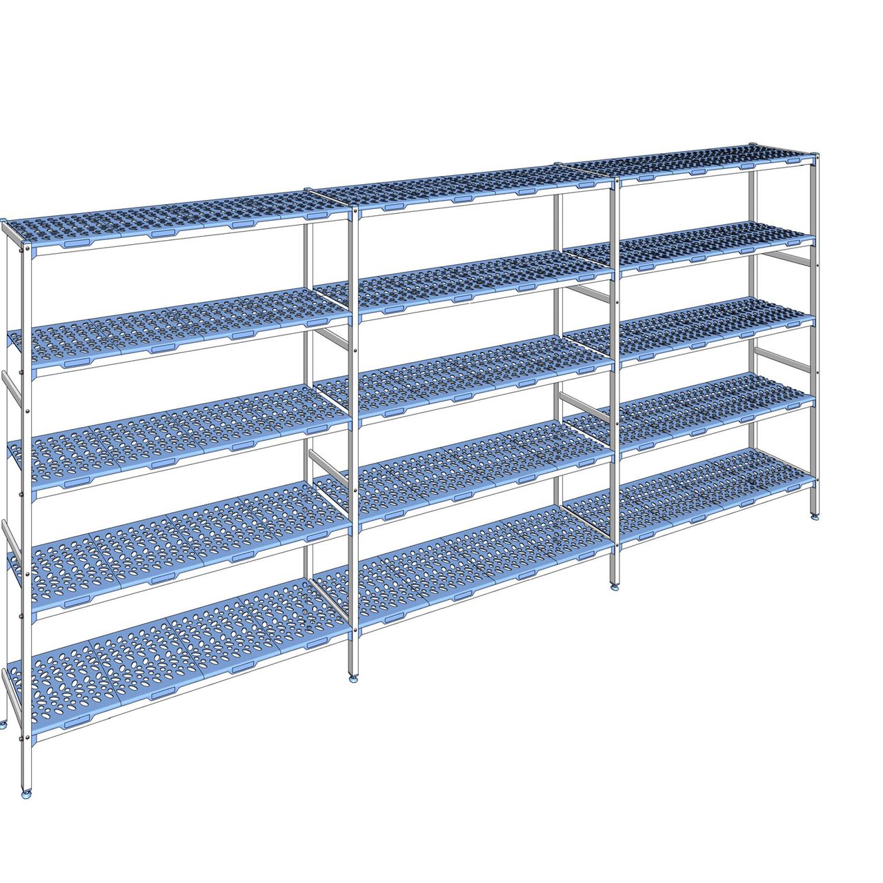 Rayonnage à clayettes amovible 5 niveaux aluminium 205 x 457.8 x 40 cm Tournus - PLK4578