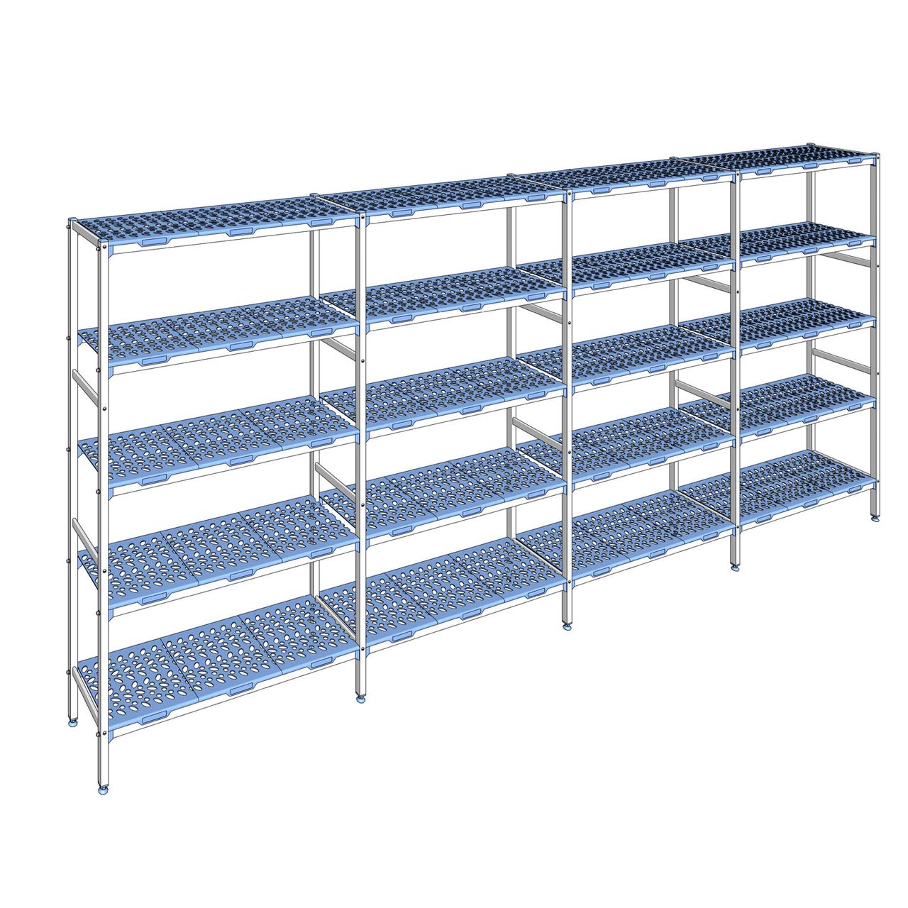 Rayonnage à clayettes amovible 5 niveaux aluminium 205 x 461.2 x 40 cm Tournus - PLK4612