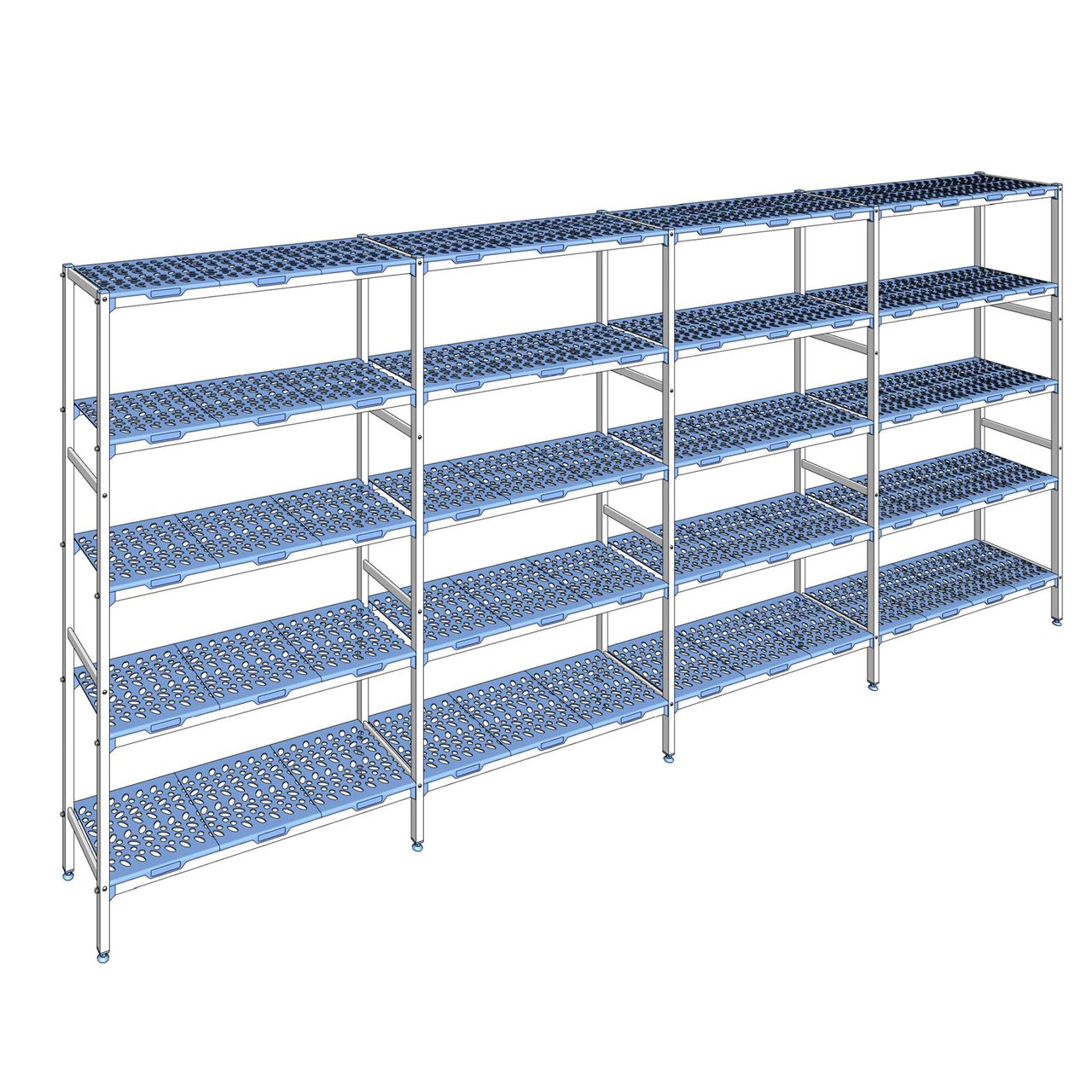 Rayonnage à clayettes amovible 5 niveaux aluminium 205 x 471.2 x 40 cm Tournus - PLK4712