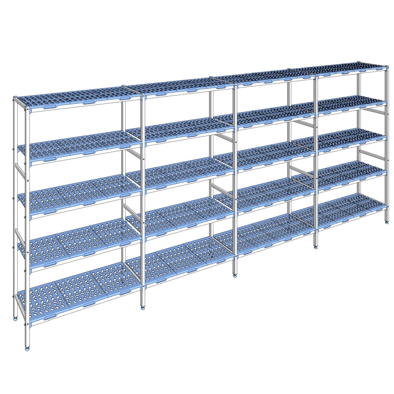 Rayonnage à clayettes amovible 5 niveaux aluminium 205 x 491.4 x 40 cm Tournus - PLK4914