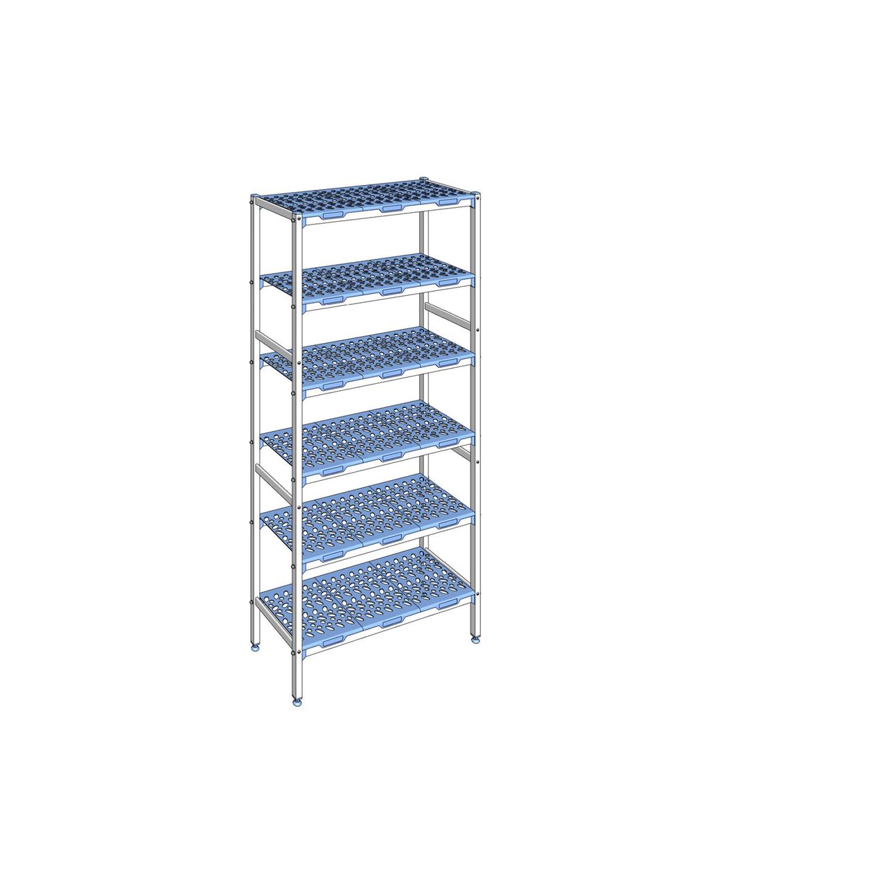 Rayonnage à clayettes amovible 6 niveaux aluminium 205 x 99.2 x 40 cm Tournus - PLL0992