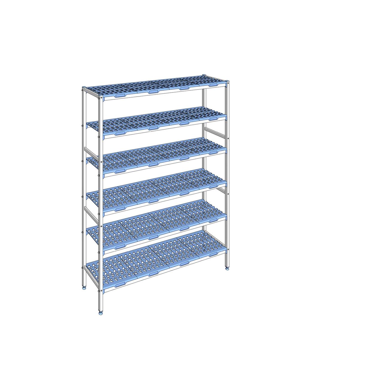 Rayonnage à clayettes amovible 6 niveaux aluminium 205 x 159.4 x 40 cm Tournus - PLL1594