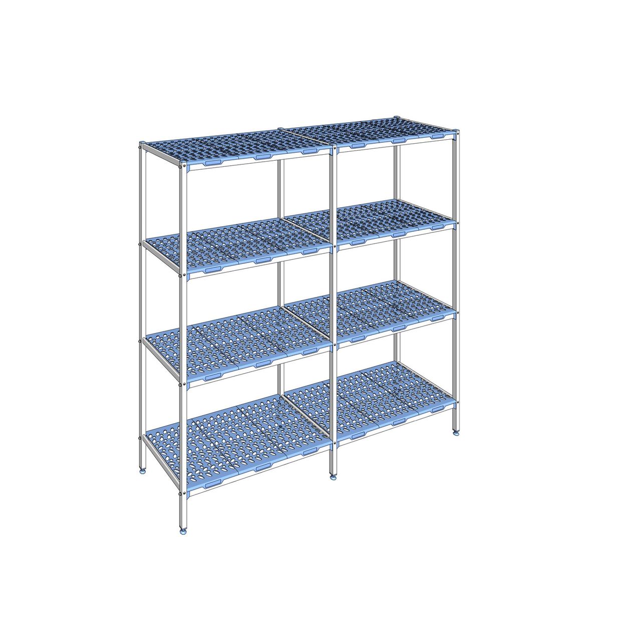 Rayonnage à clayettes amovible 4 niveaux aluminium 205 x 213.2 x 56 cm Tournus - PLP2132