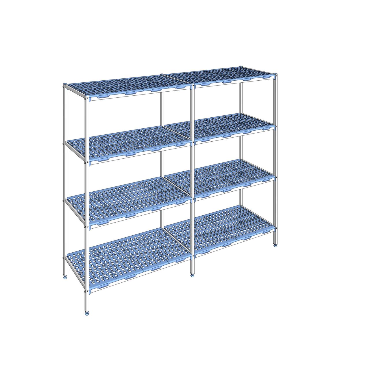 Rayonnage à clayettes amovible 4 niveaux aluminium 205 x 253.2 x 56 cm Tournus - PLP2532