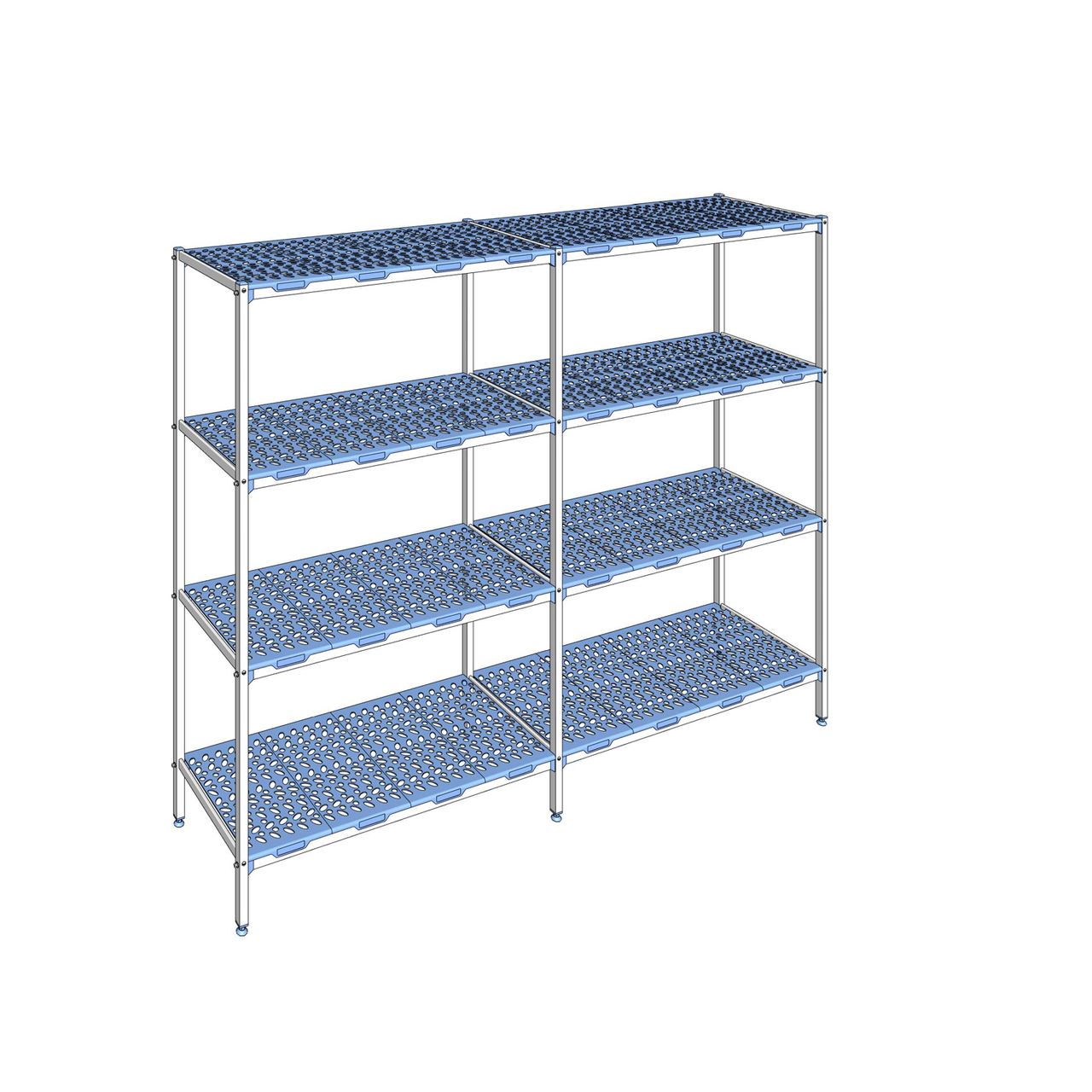 Rayonnage à clayettes amovible 4 niveaux aluminium 205 x 263.4 x 56 cm Tournus - PLP2634