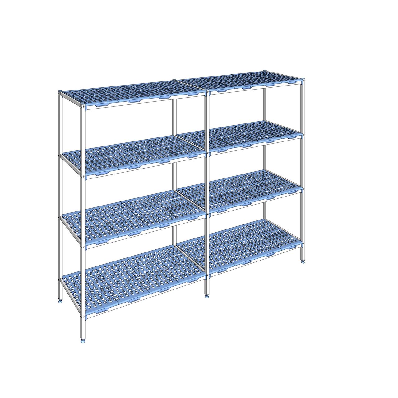 Rayonnage à clayettes amovible 4 niveaux aluminium 205 x 273.6 x 56 cm Tournus - PLP2736