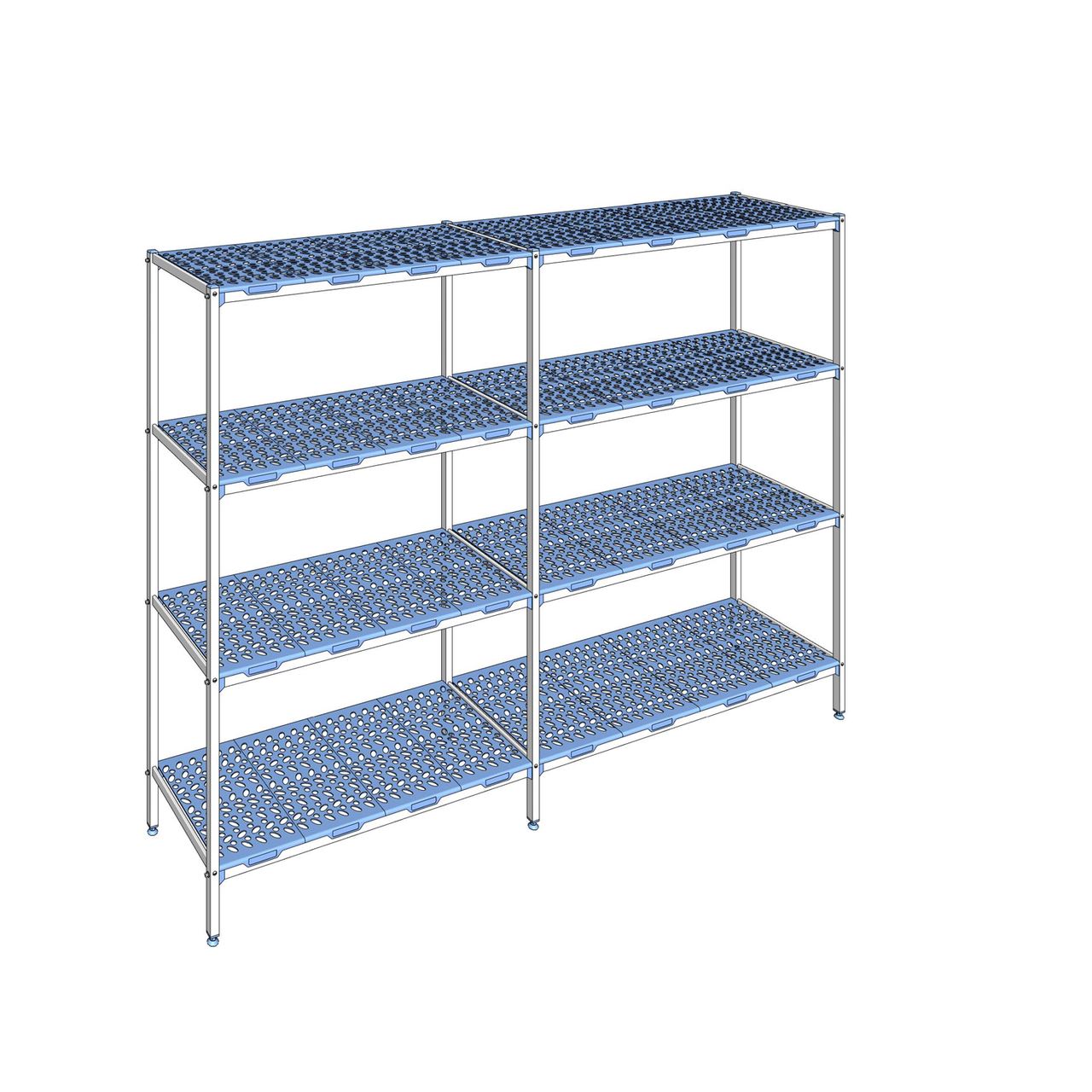 Rayonnage à clayettes amovible 4 niveaux aluminium 205 x 283.4 x 56 cm Tournus - PLP2834