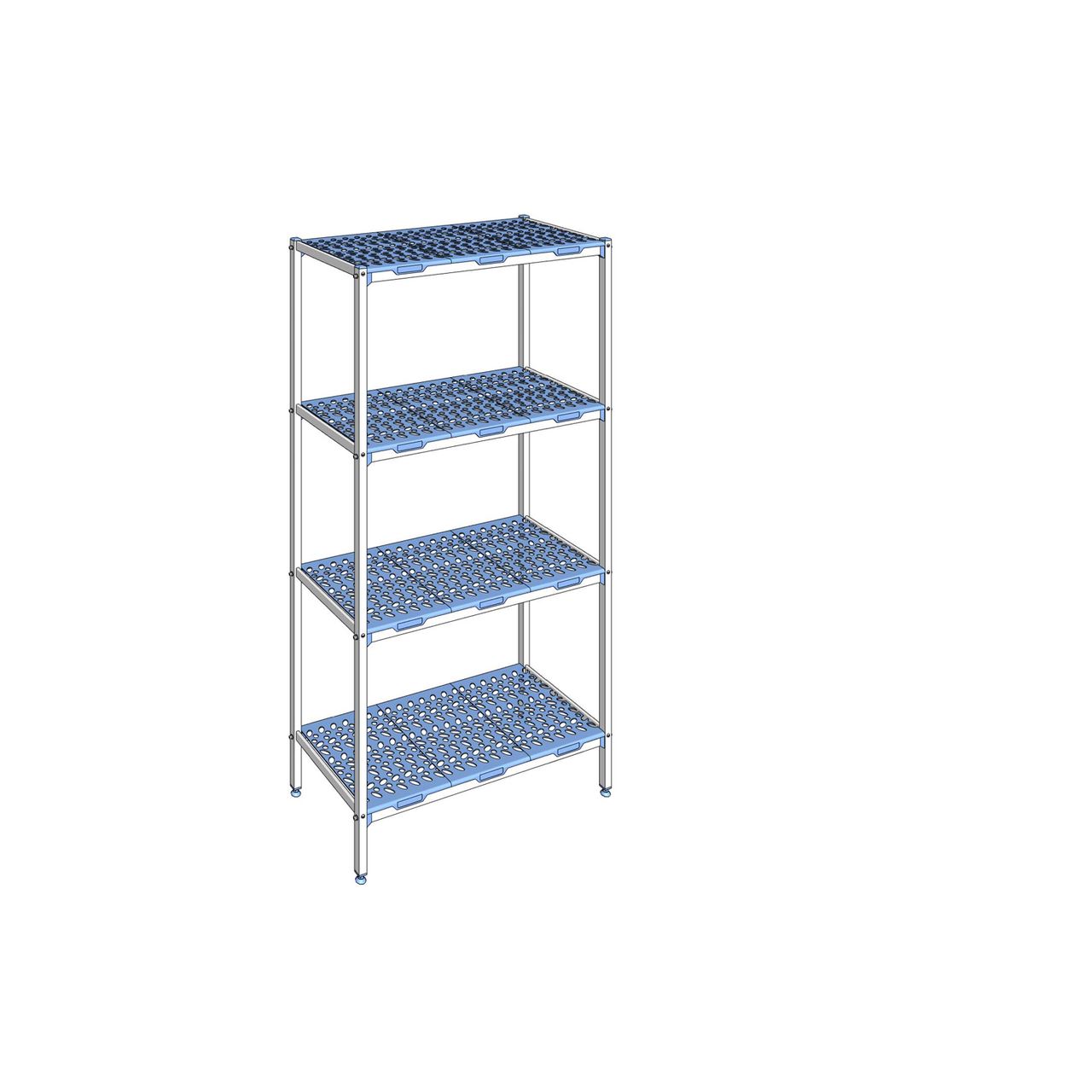 Rayonnage à clayettes amovible 4 niveaux aluminium 205 x 109.2 x 50 cm Tournus - PLM1092