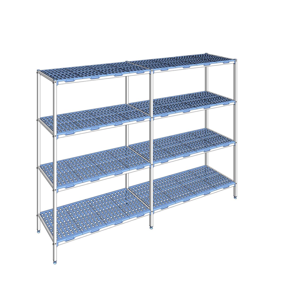 Rayonnage à clayettes amovible 4 niveaux aluminium 205 x 293.6 x 56 cm Tournus - PLP2936