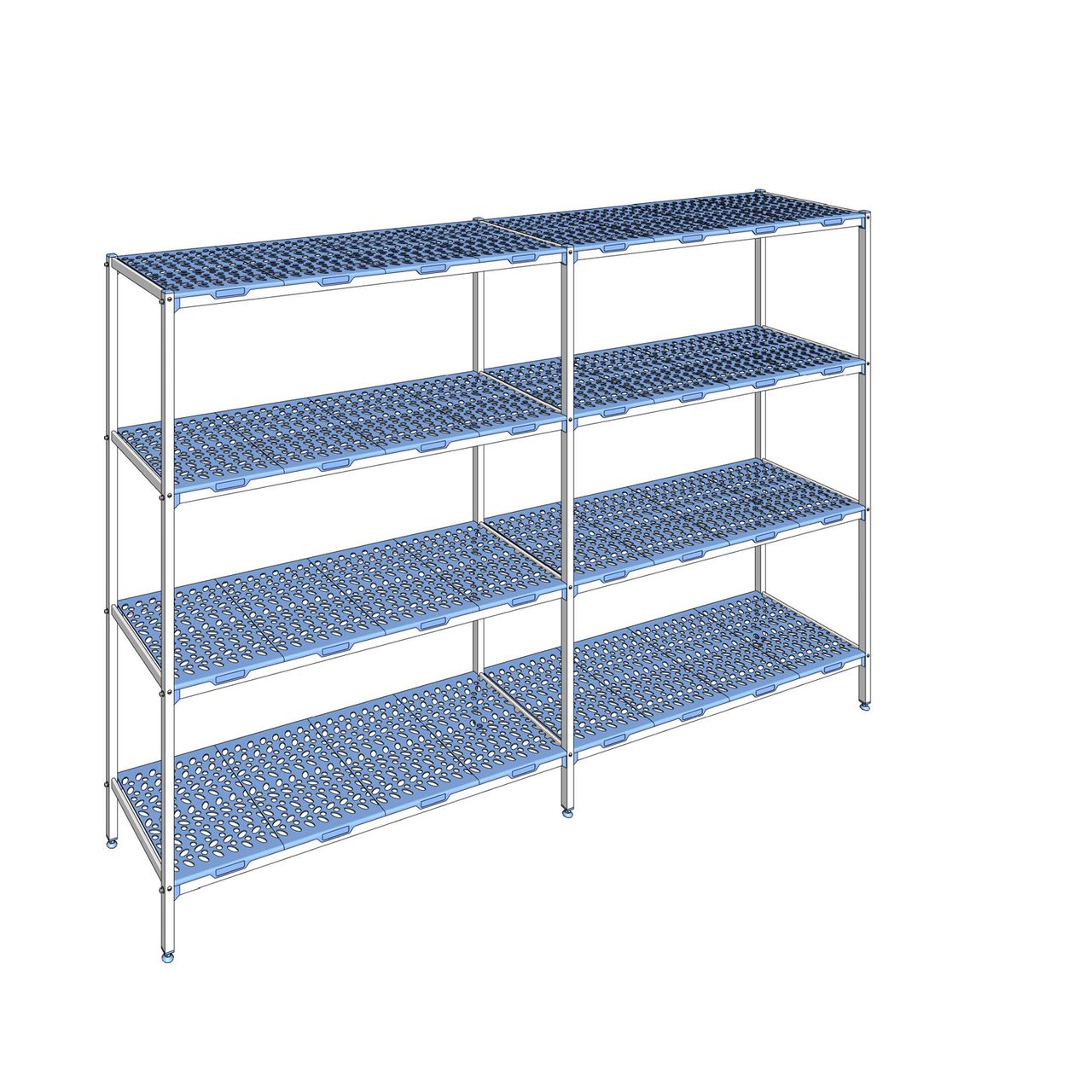 Rayonnage à clayettes amovible 4 niveaux aluminium 205 x 313.6 x 56 cm Tournus - PLP3136