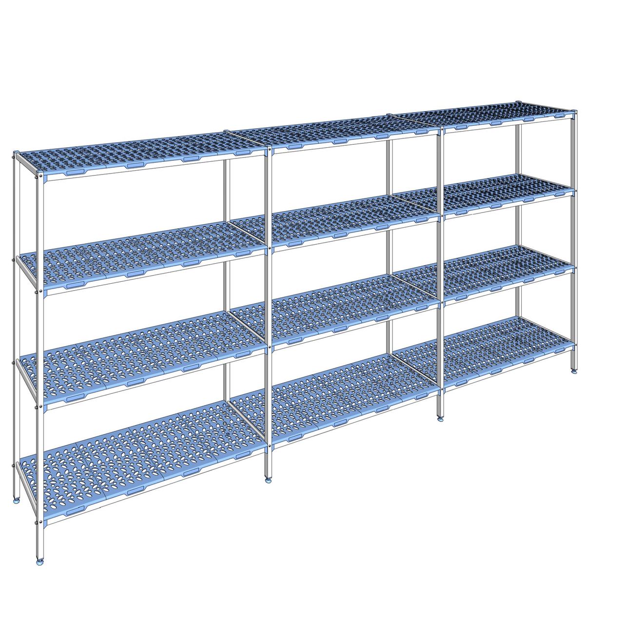 Rayonnage à clayettes amovible 4 niveaux aluminium 205 x 437.8 x 50 cm Tournus - PLM4378