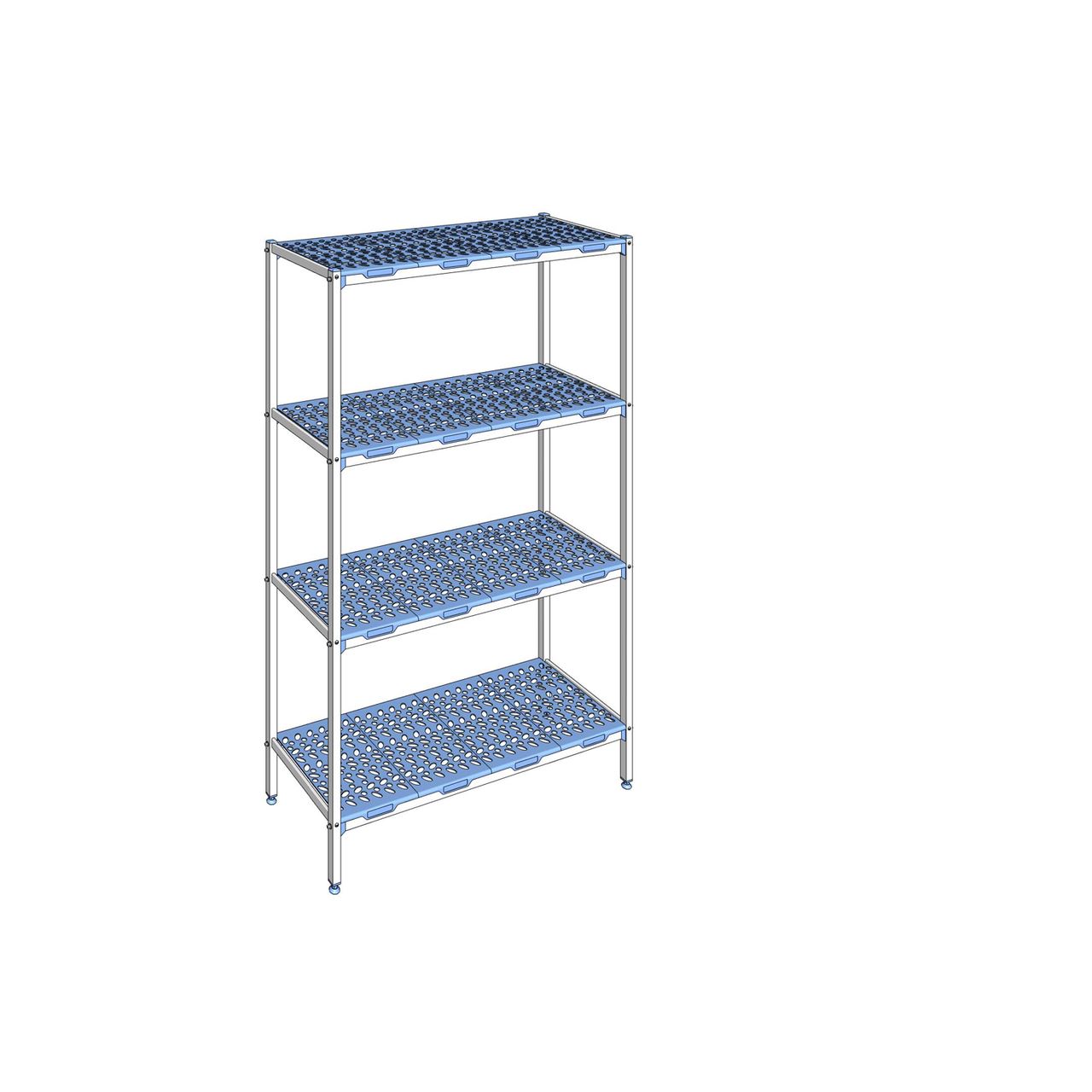 Rayonnage à clayettes amovible 4 niveaux aluminium 205 x 129.2 x 50 cm Tournus - PLM1292