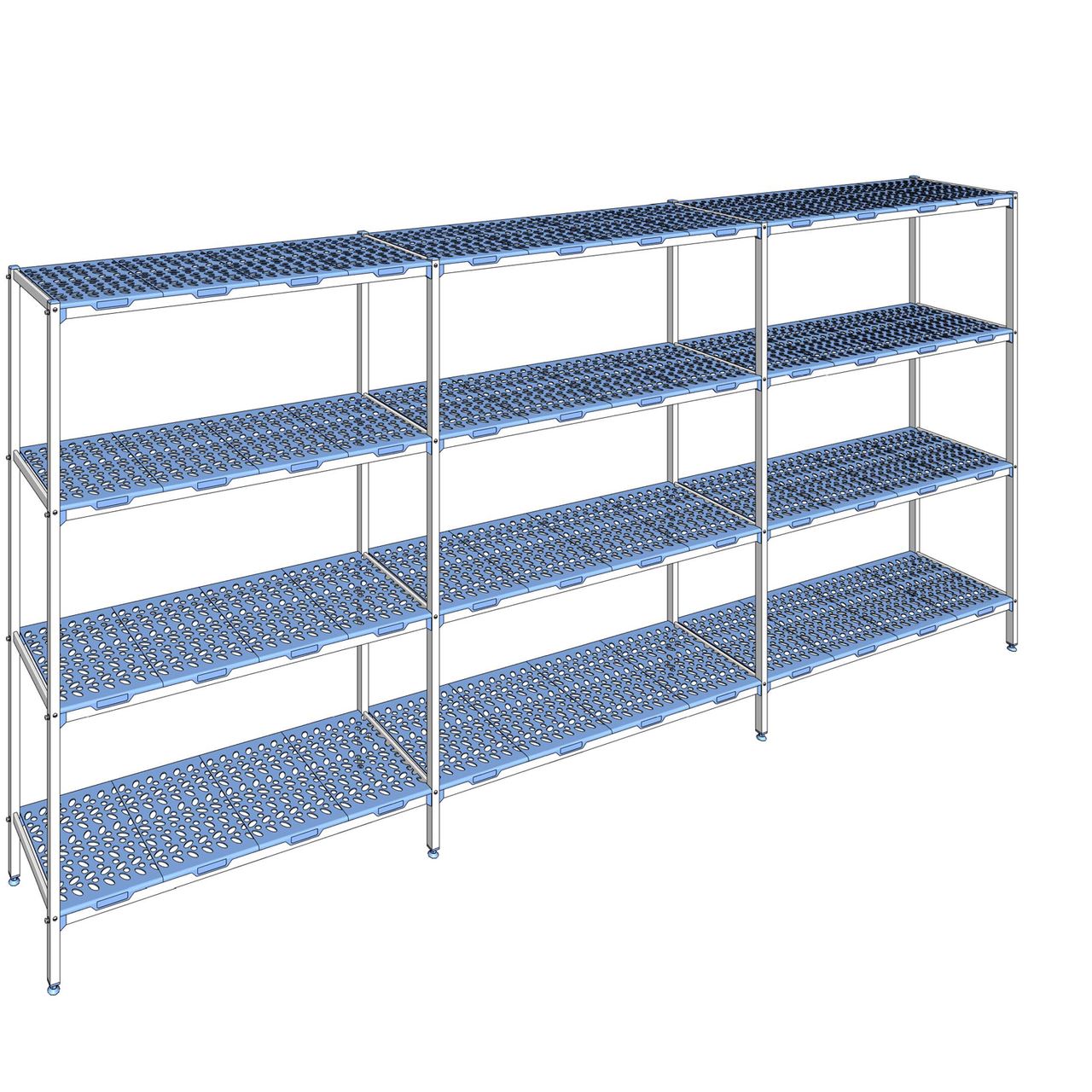 Rayonnage à clayettes amovible 4 niveaux aluminium 205 x 447.8 x 50 cm Tournus - PLM4478